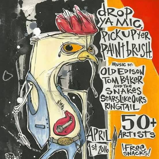 JONAH JENKINS and DUNCAN showed a painting "Flag Beast" at this. Nicole Tammaro produced the event. Dug Maacormack made the flyer.