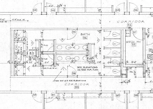 Orginal Floor Plan - Dormitory Restroom Facility
