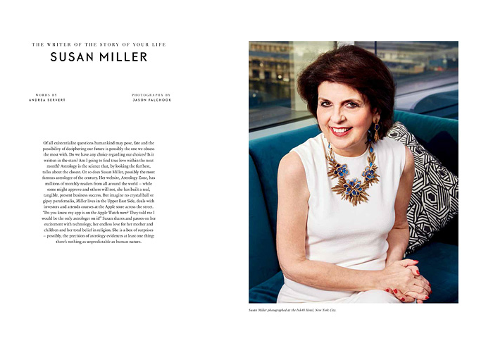 http://dailymetal.eu/blog/metal-34–beautiful-obsessions/1586/ Portrait of astrologer Susan Miller in the new issue of Metal Magazine. www.jasonfalchook.com