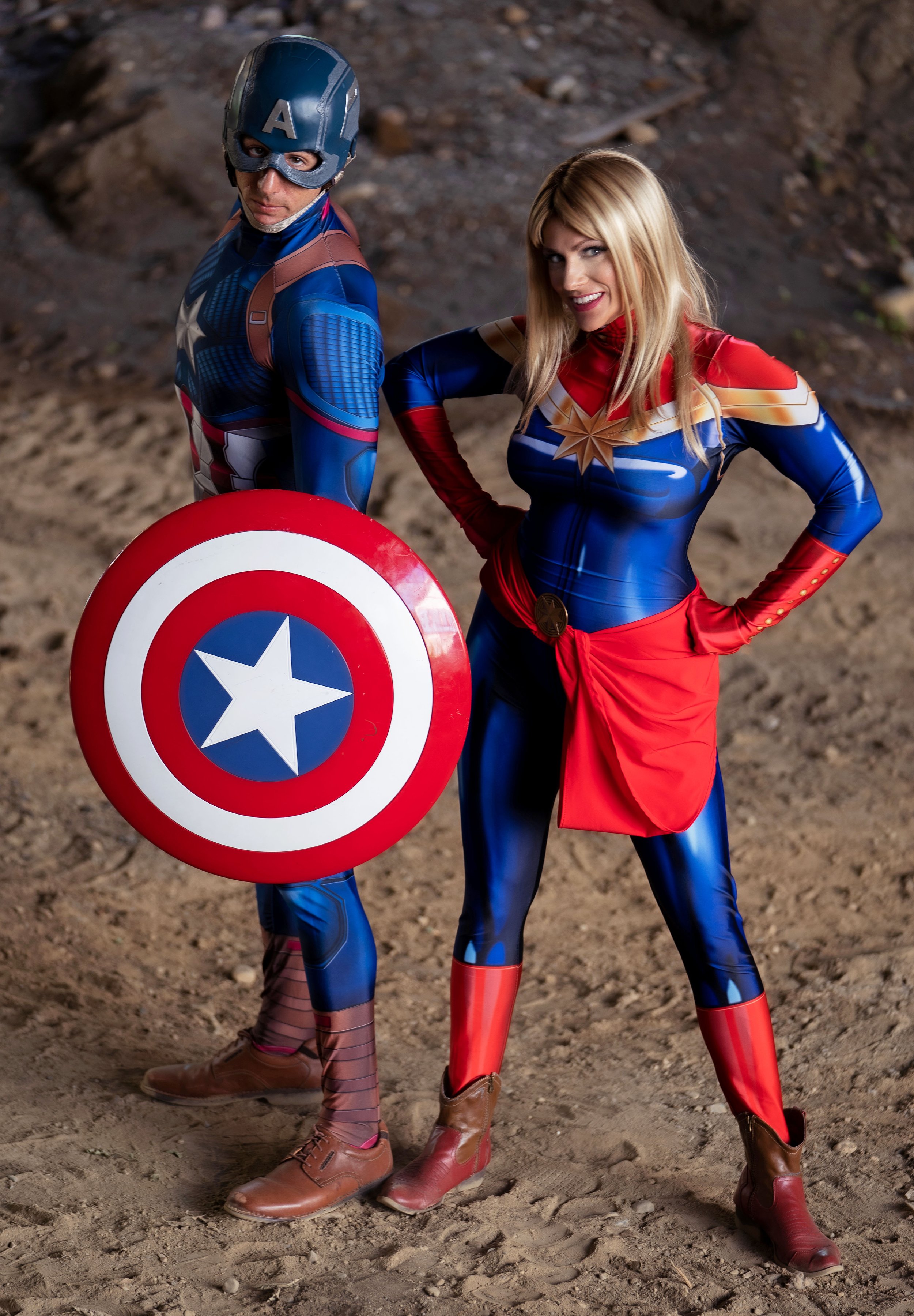 Captain Marvel and Captain America Cosplay