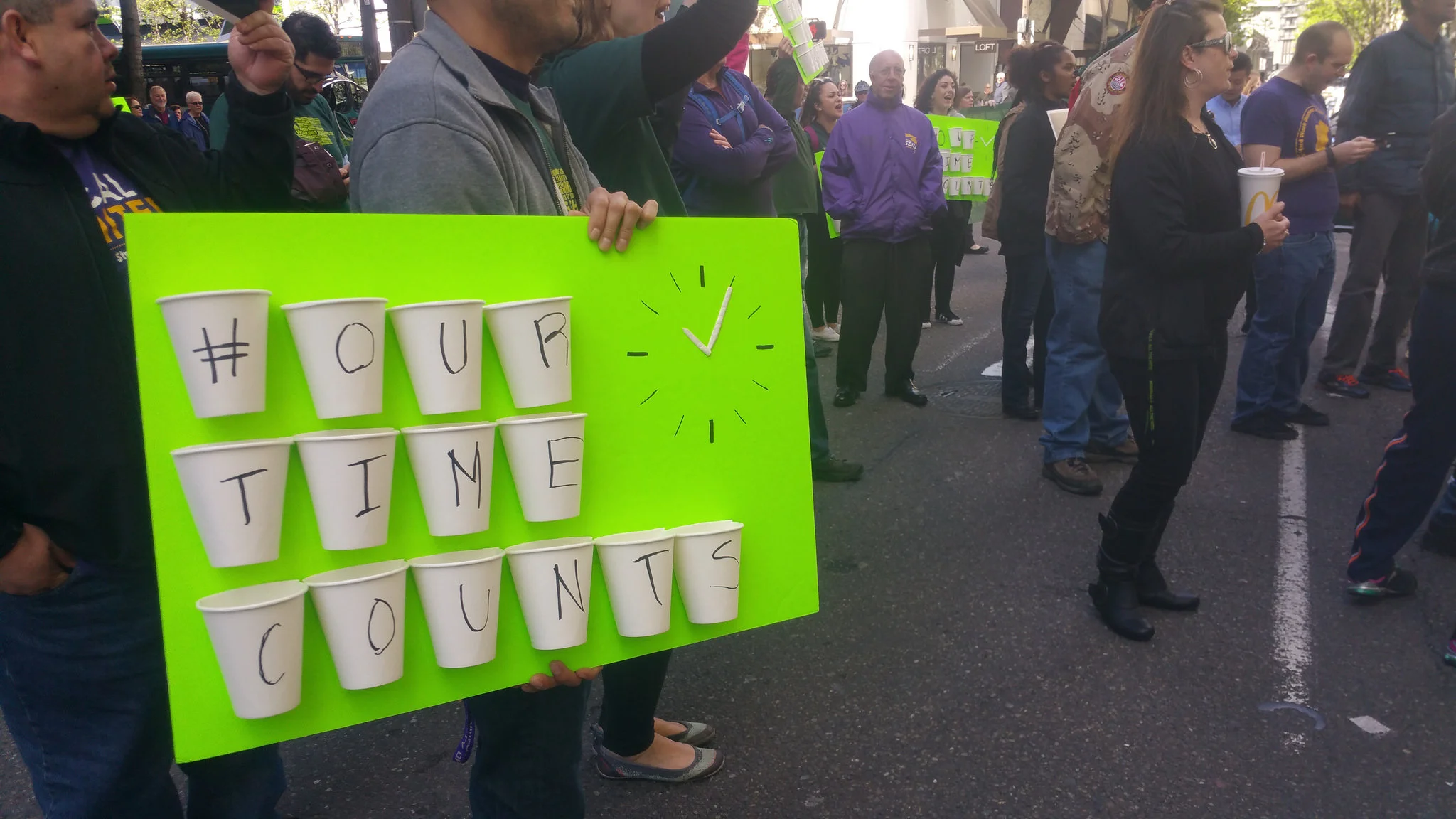 April 14, 2016: March through downtown Seattle for secure scheduling.