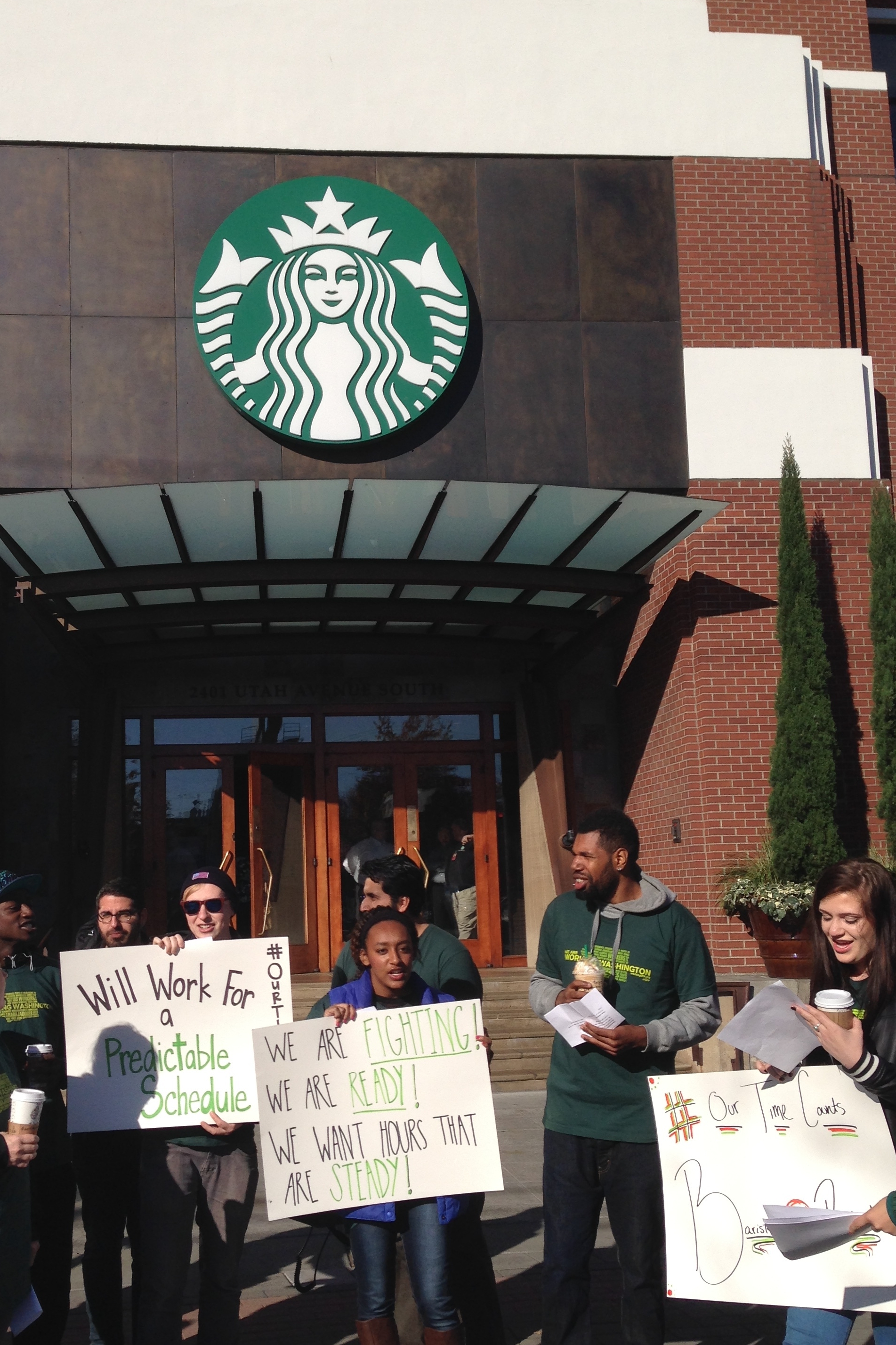 September 29, 2015: Rally outside Starbucks corporate headquarters.