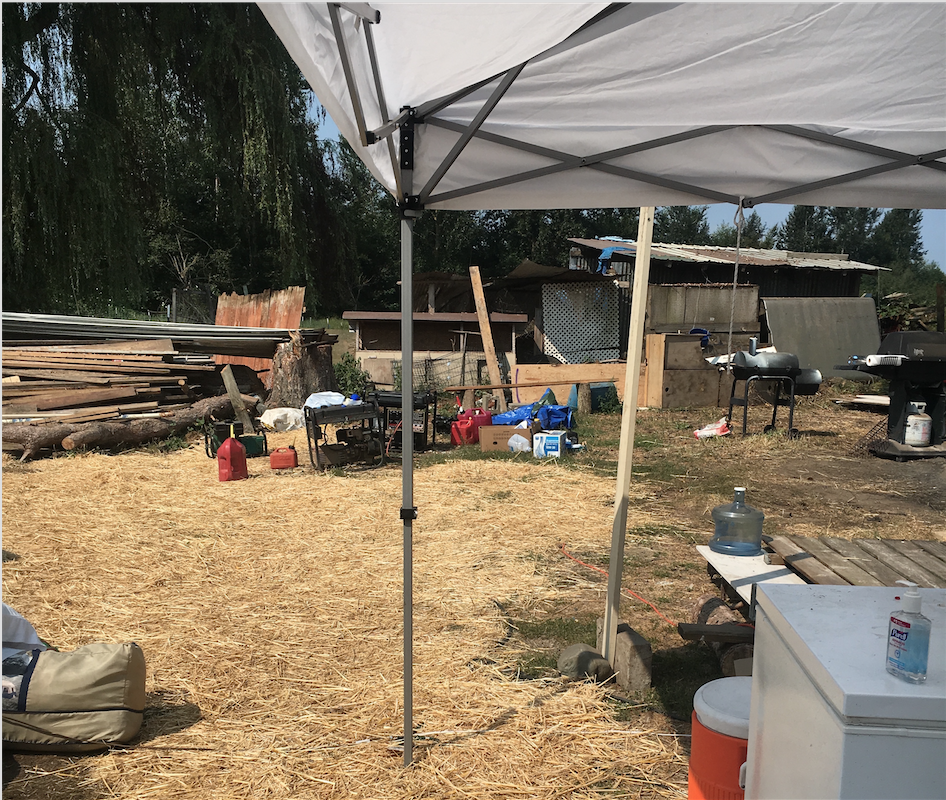 Part of the canopy at the encampment, which will be improved with the building supplies Working Washington members bought.