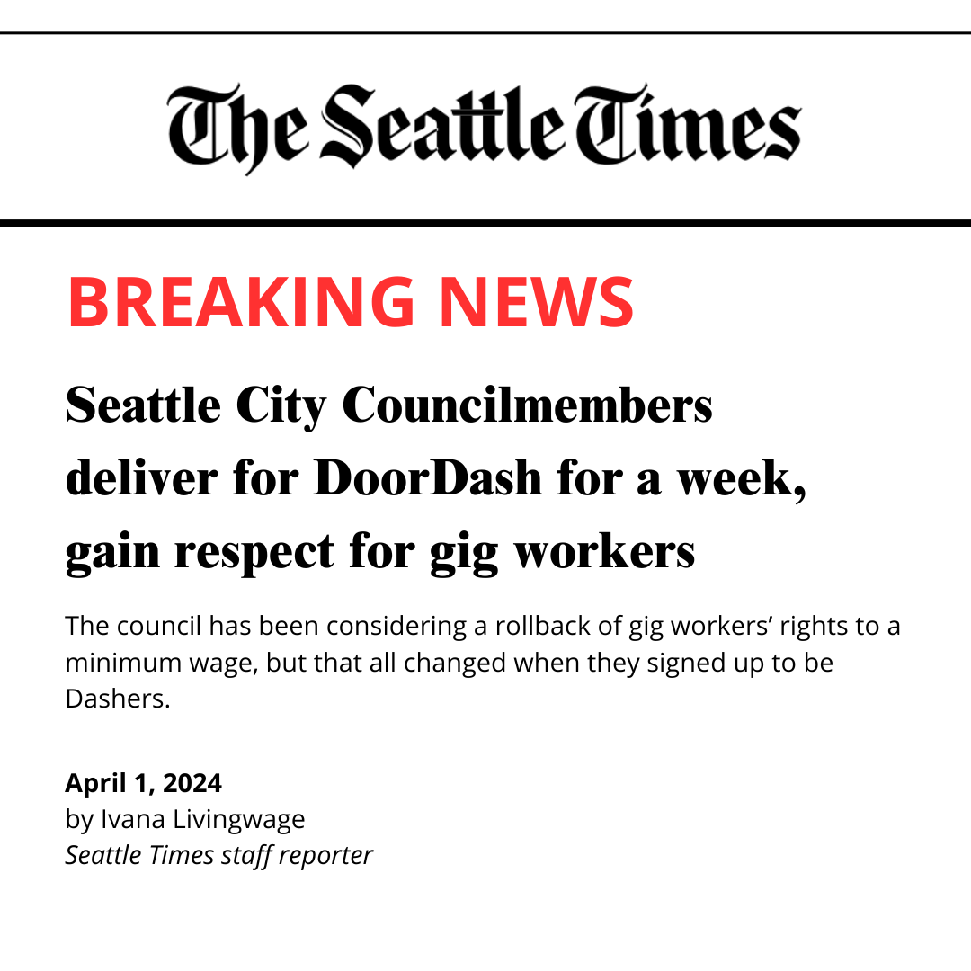 #BreakingNews: Seattle City Councilmembers deliver for DoorDash for a week, gain respect for gig workers
