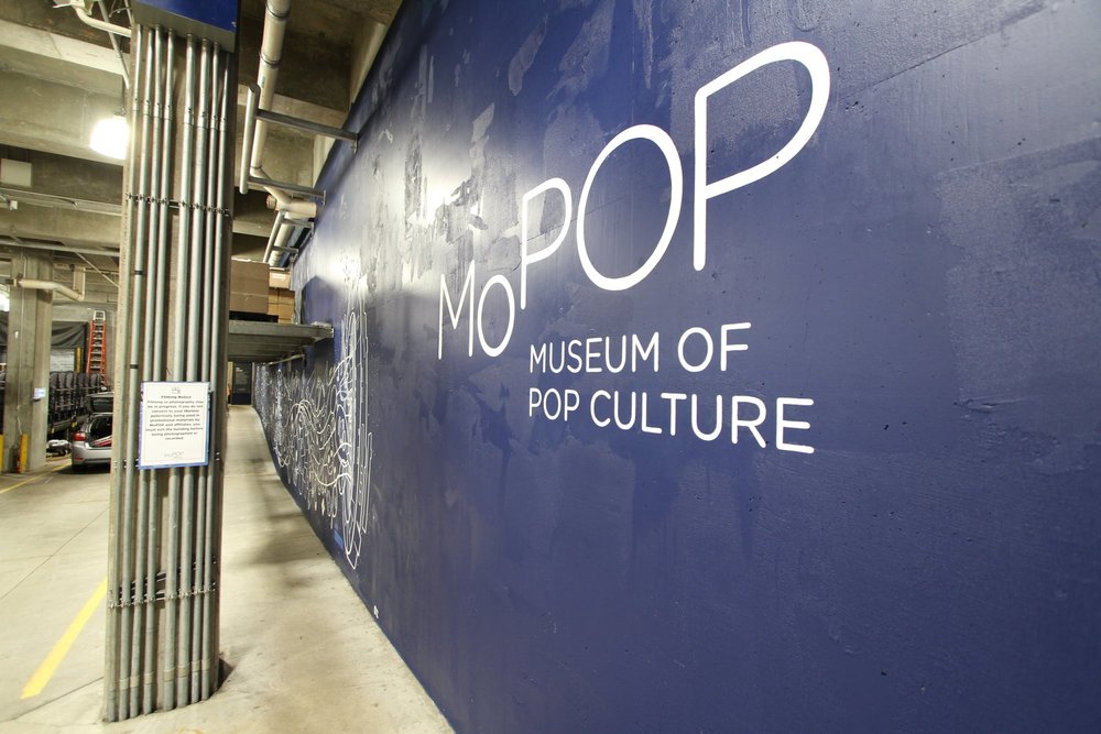 View of the Values Mural from the staff entrance door at MoPop