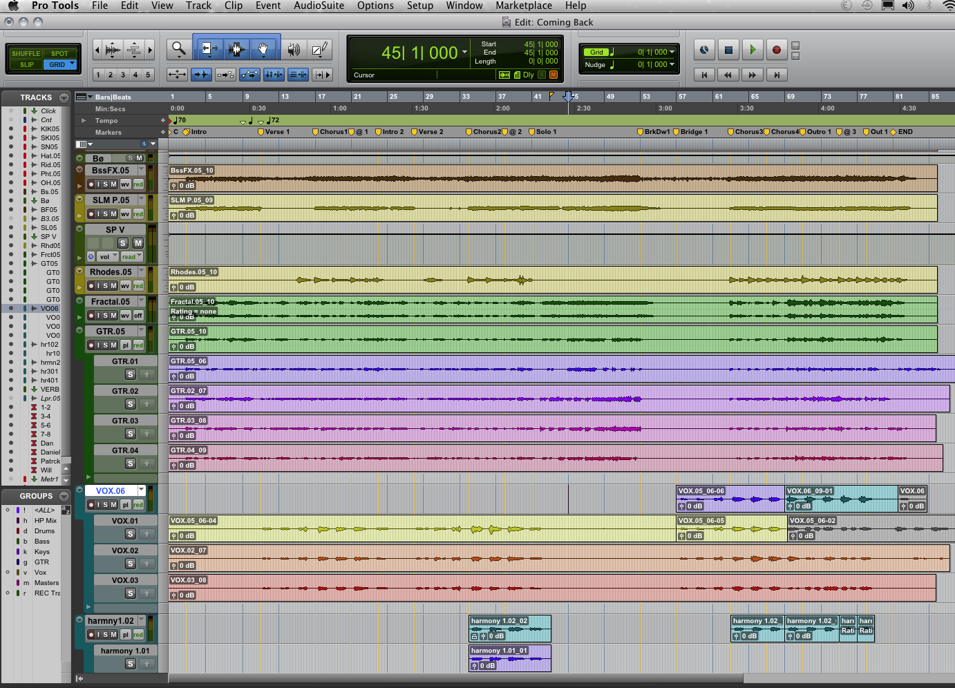 Playlists feature in Pro Tools