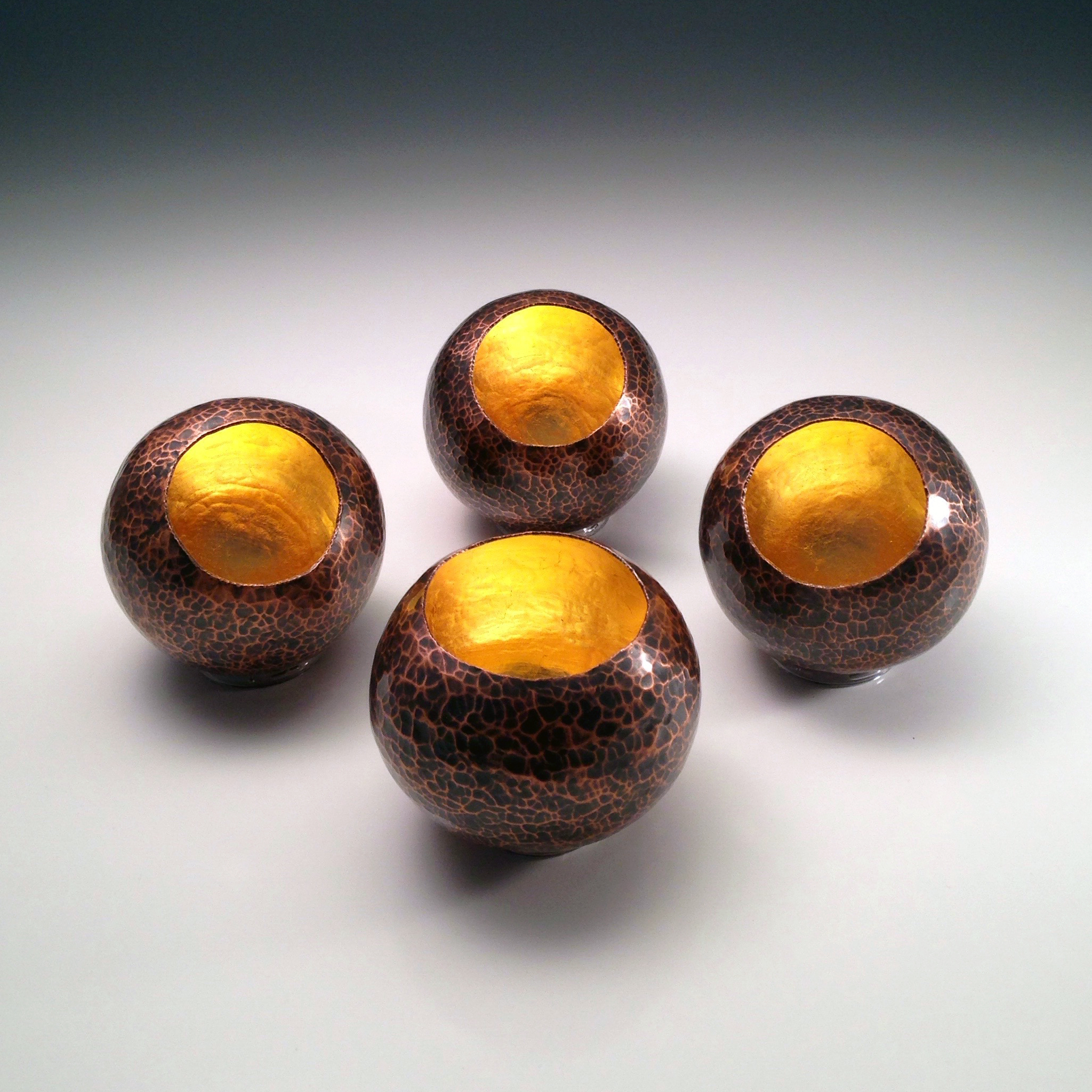 Copper Orbs w/ 23K Gold Leaf
