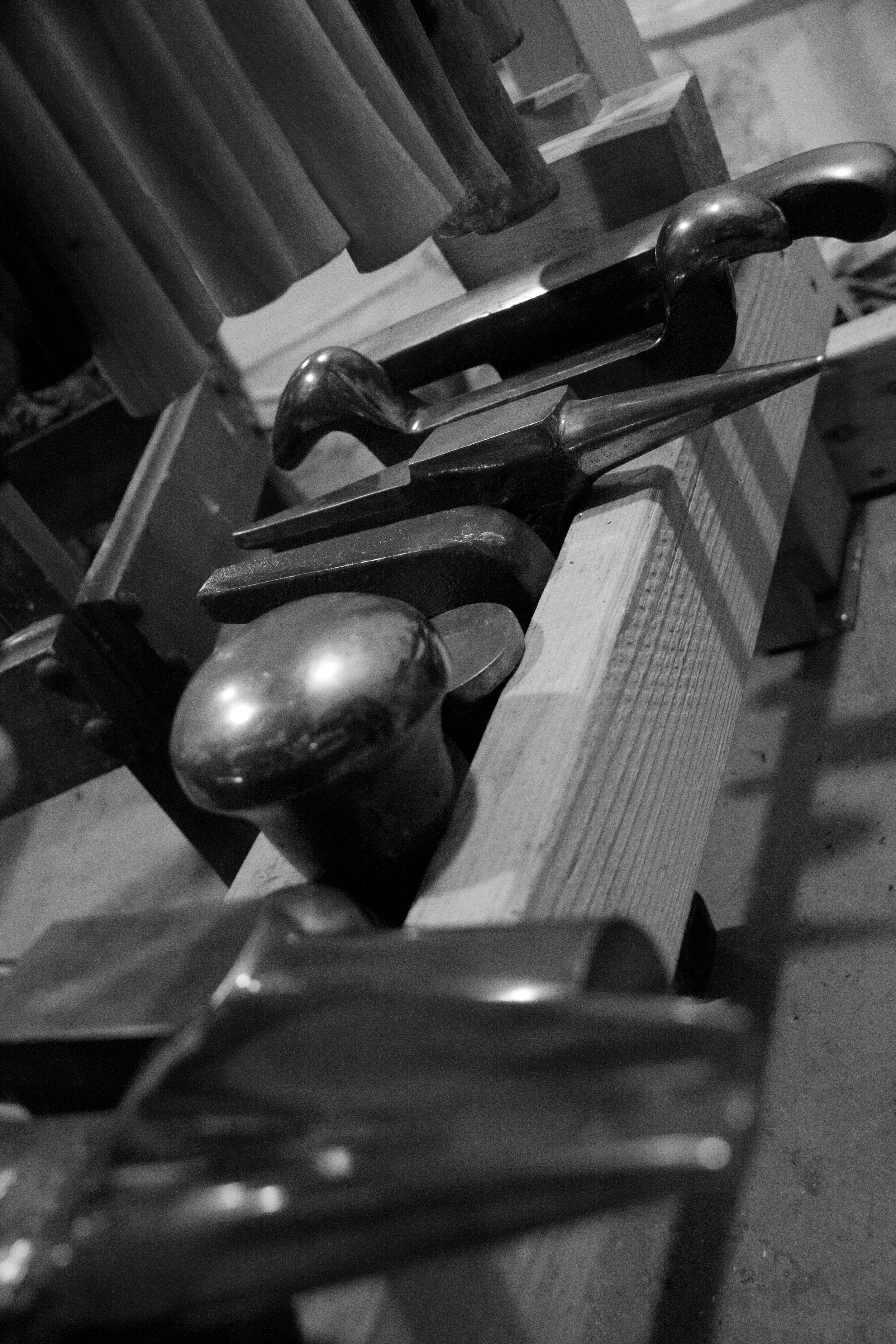 A group of specialized anvils called forming stakes; an integral part of the&nbsp;raising process.