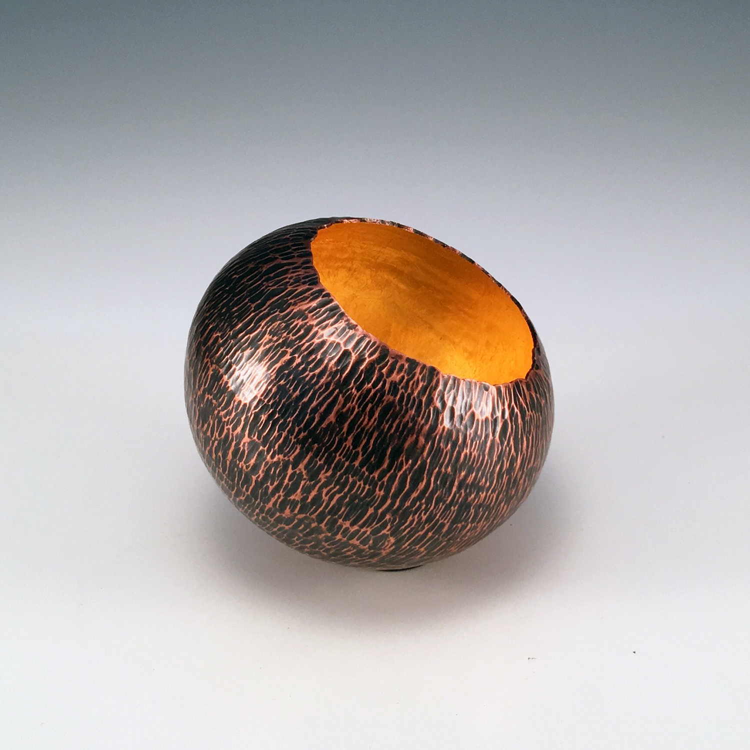 Raised Copper Vessel, "Hammer Textured Copper Orb"