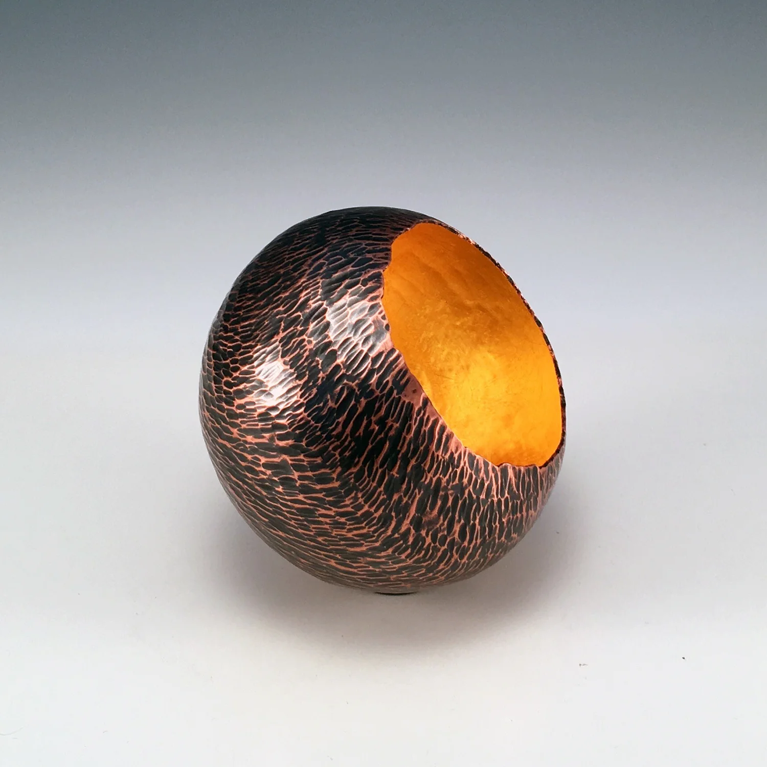 Raised Copper Vessel, "Hammer Textured Copper Orb"
