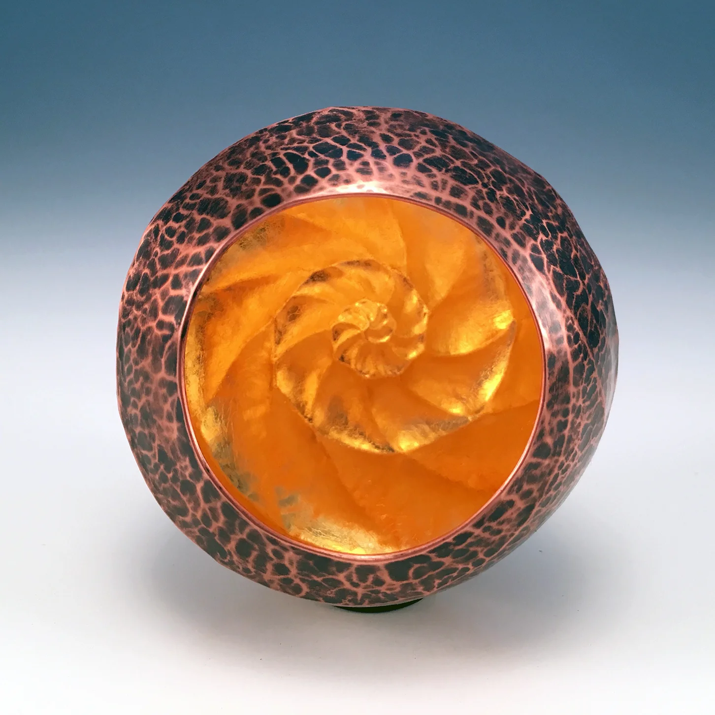 Raised Copper Vessel, "Nautilus Orb"