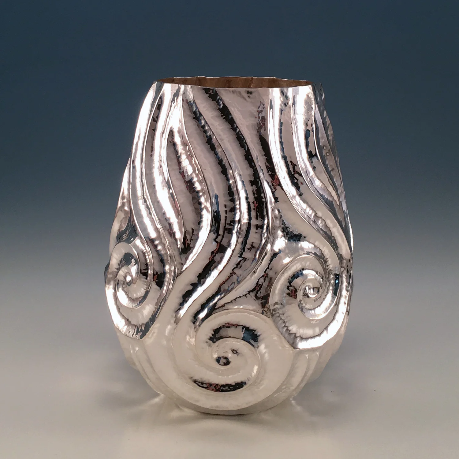 Raised Silver Vase, "Winter Tide"