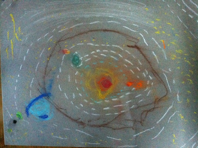 solar system in chalk pastel