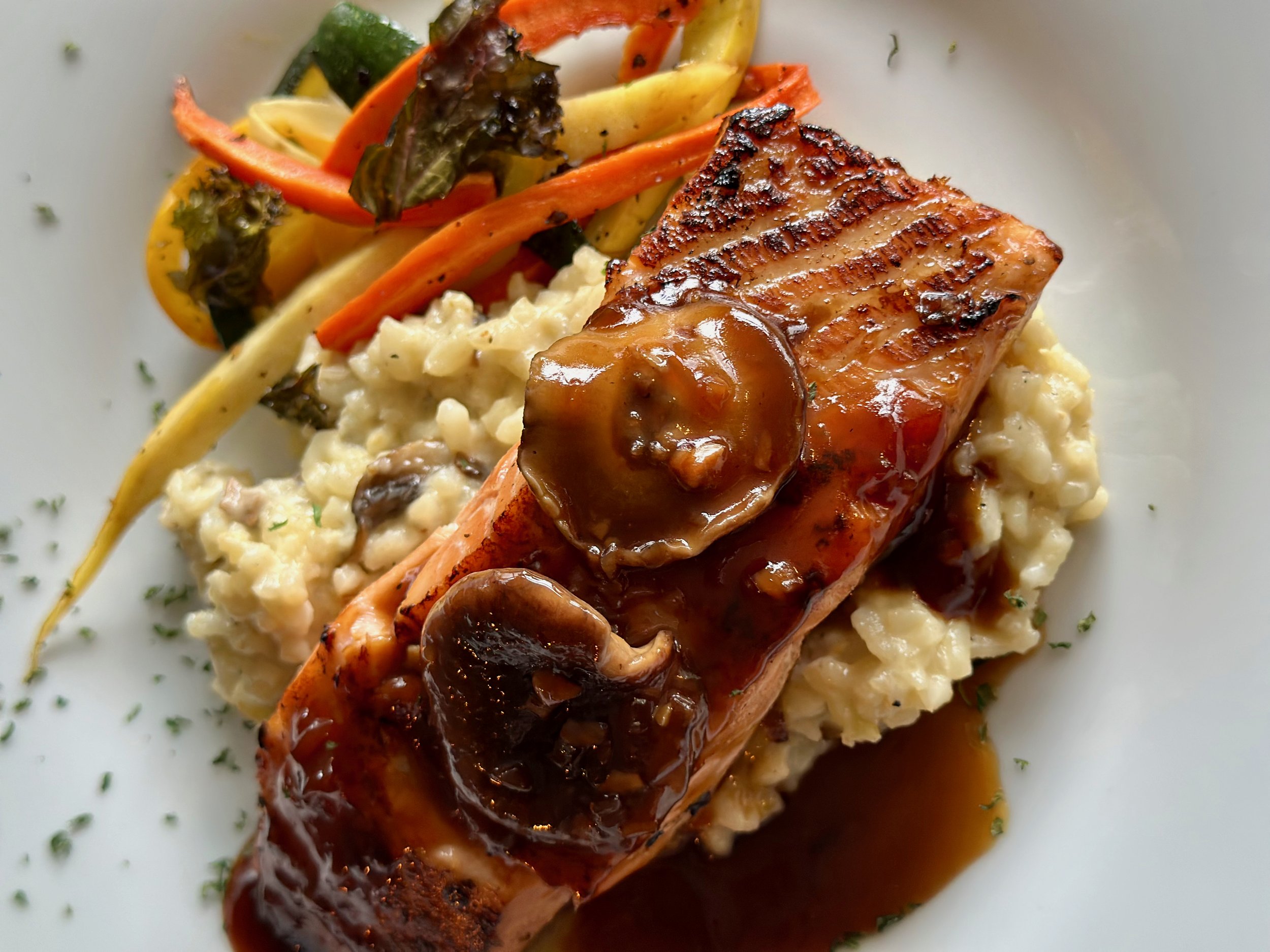 Salmon with shiitake mushrooms and risotto.jpeg