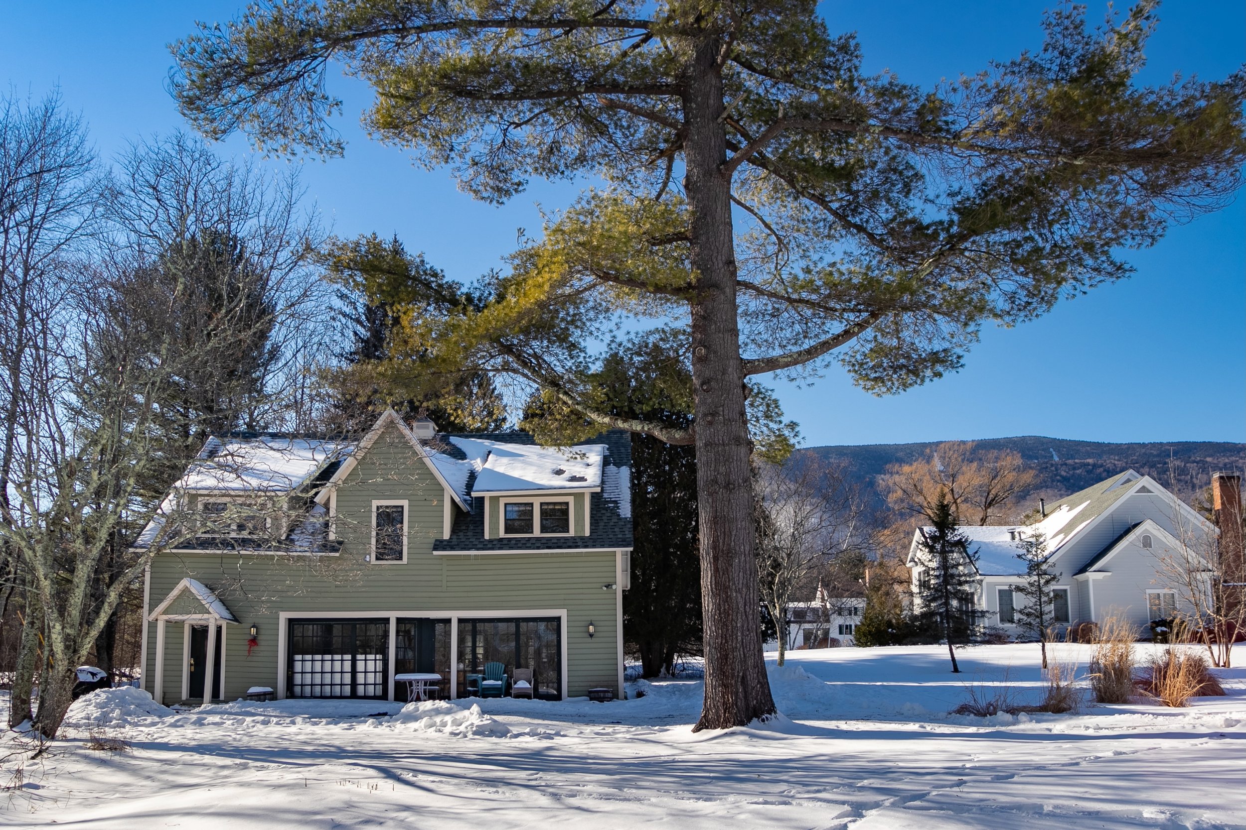 Winter exterior snow with mounatin winter Carriage House.jpeg