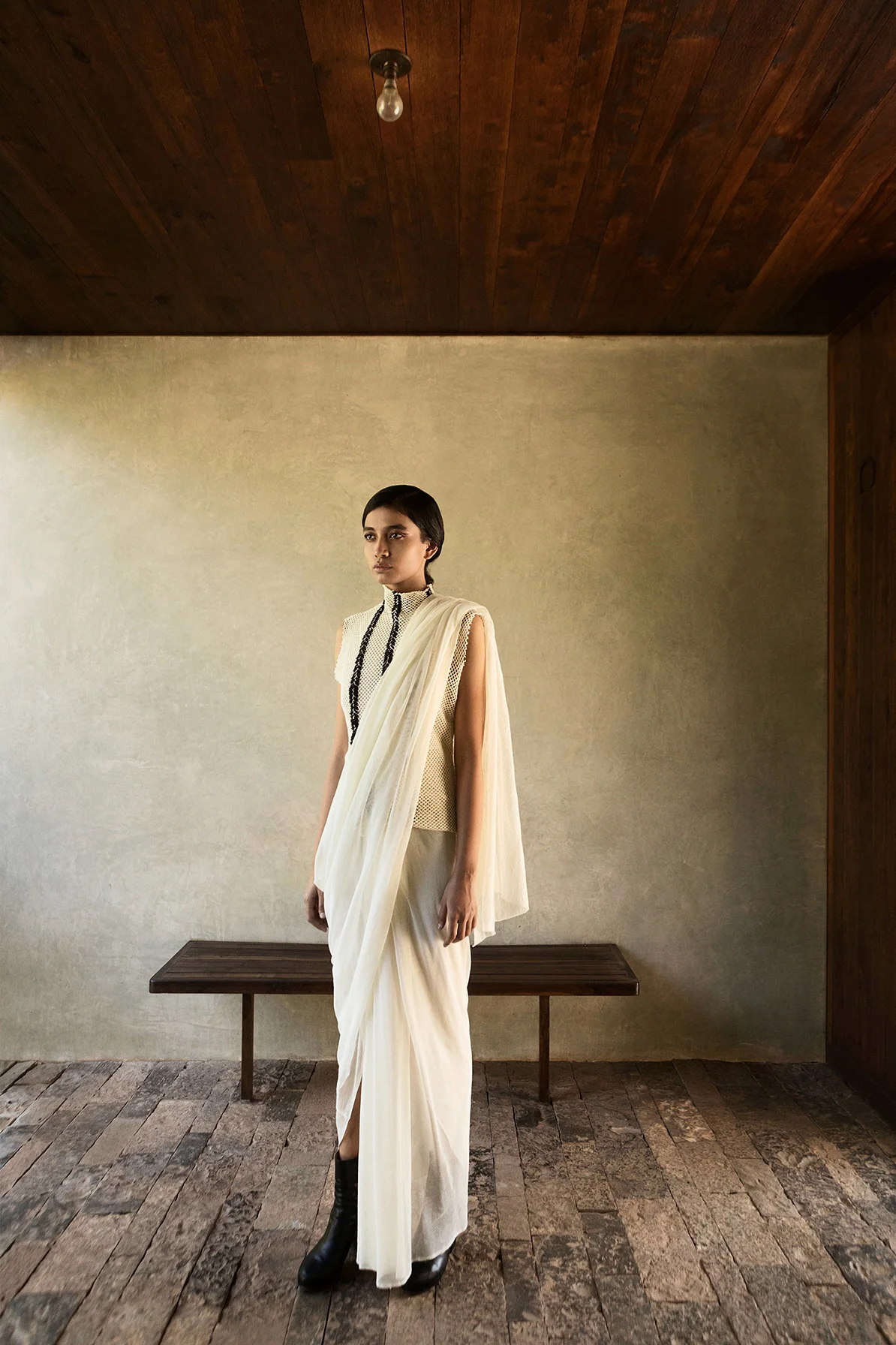 Braided Mesh Shell & Mesh Sari Dress in Cotton