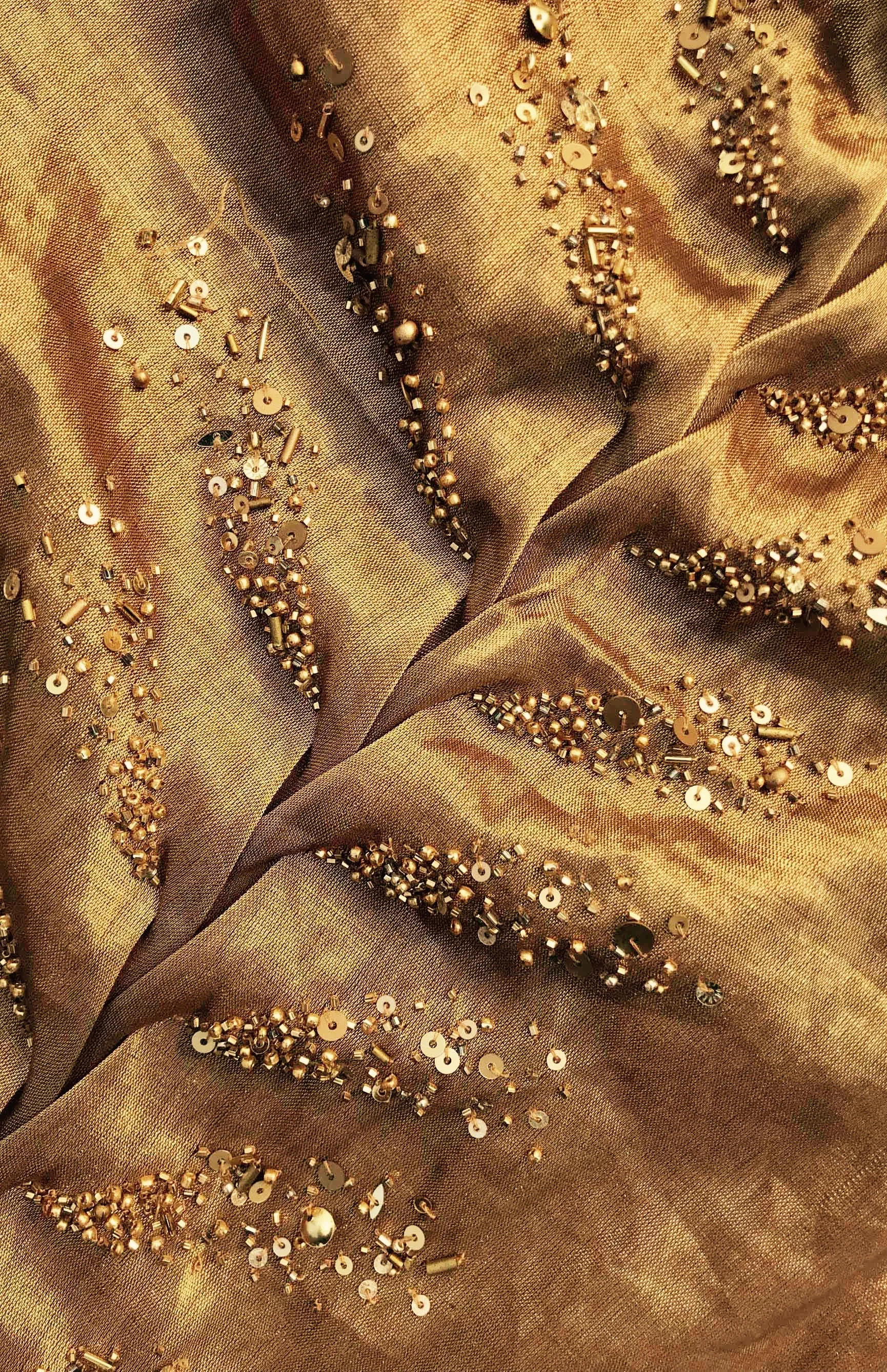 Handwoven Chanderi Cotton Gilt with Hand Embroidered Sequins Detail