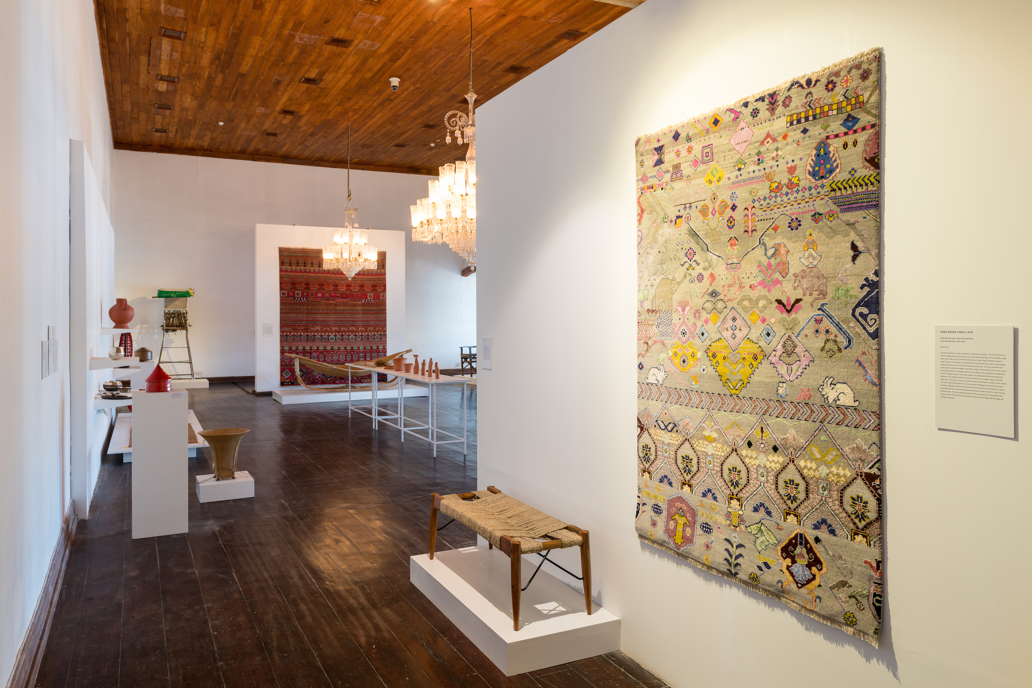 Ayush Kasliwal, 'Wrap Bench' 2013; Meena Devi, 'Hara Bhara Jungle' 2018
