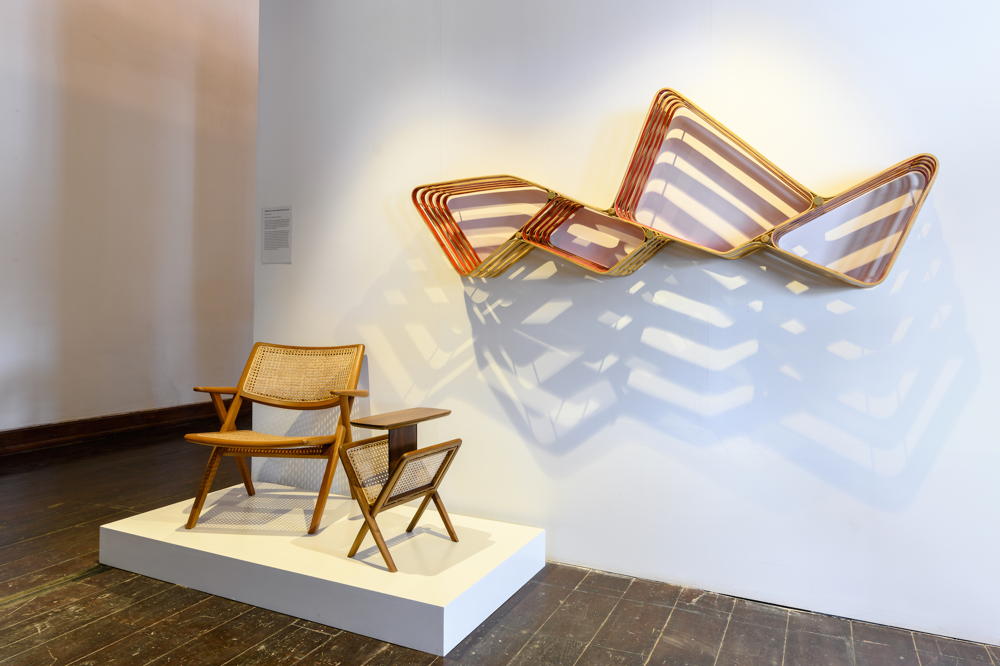 Kyoko Inoda & Nils Sveje for Phantom Hands 'Muṅgāru Easy Chair and Sidetable' 2018; Sandeep Sangaru, 'Truss Me Wallscape' 2008