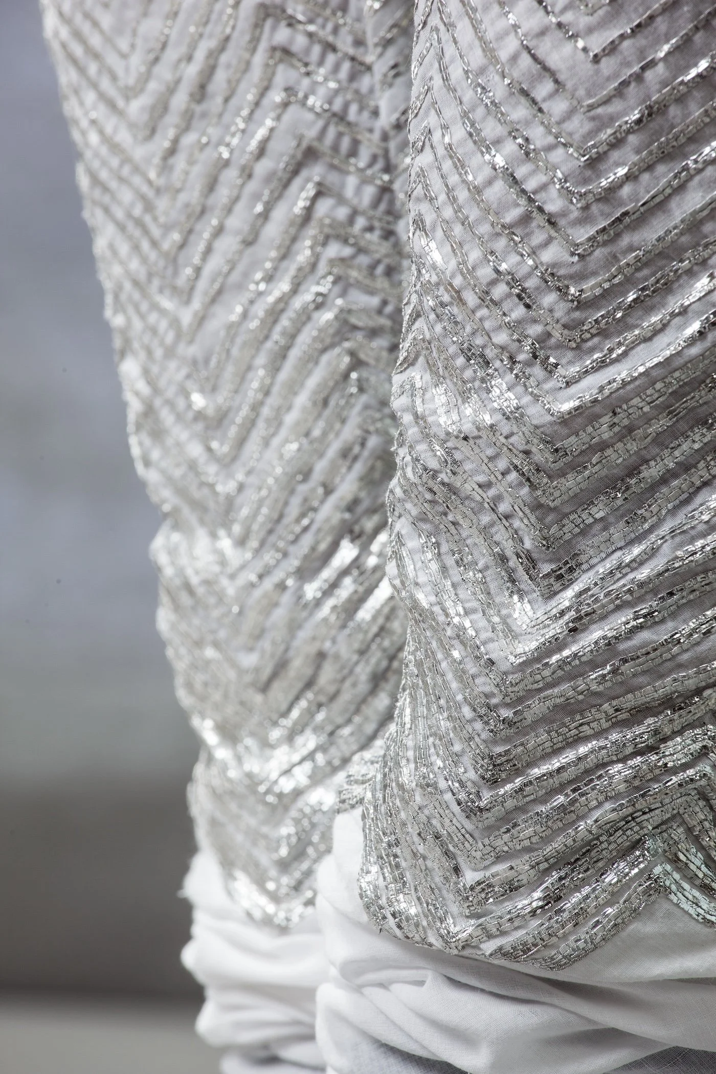 Detail of Chevron Churidaar with Dabka Embroidery