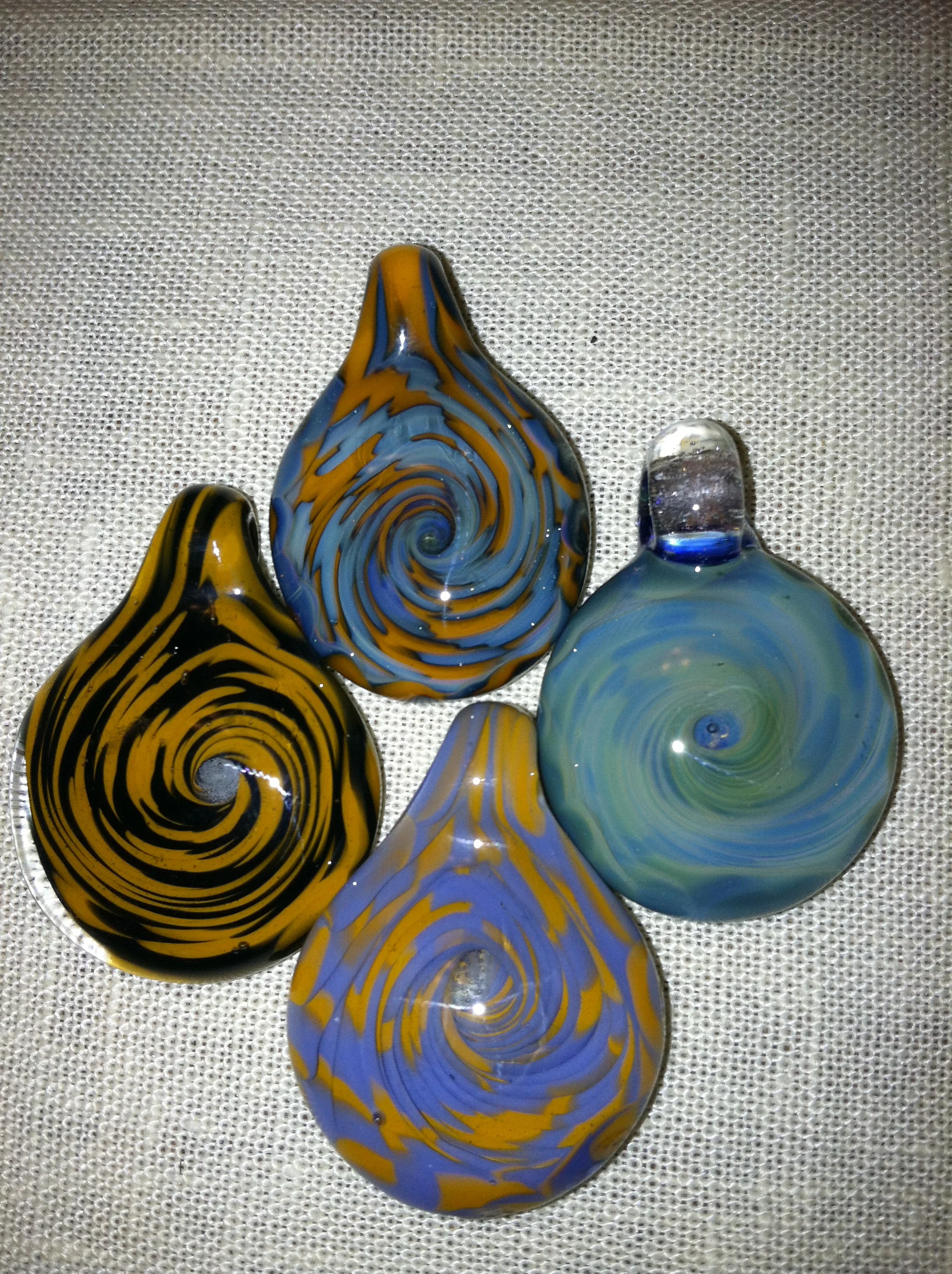 Cane Spiral pendants made in early 2012. Sold.