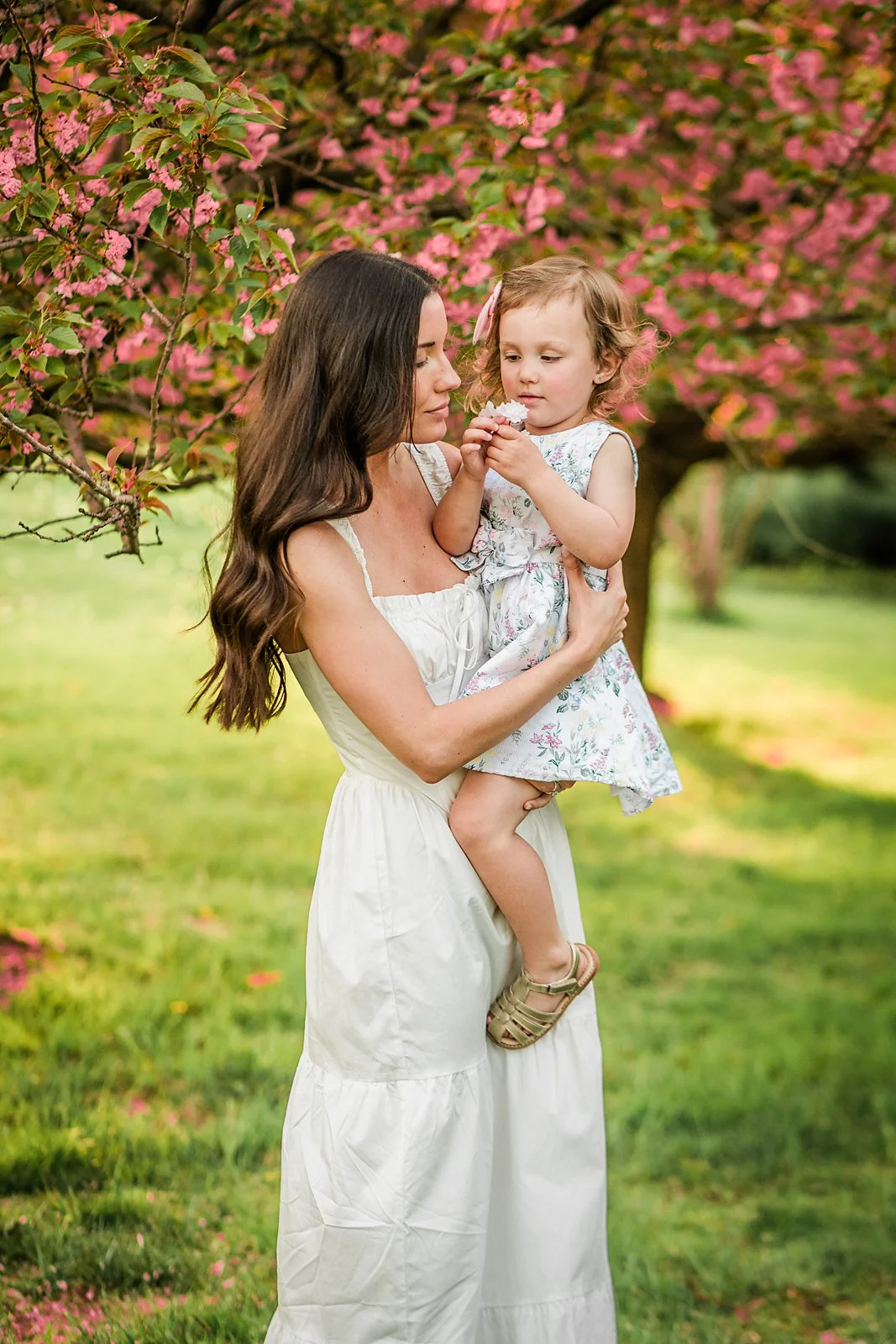Quiet moment between a mother and daughter during a Lehigh Valley family photography session.