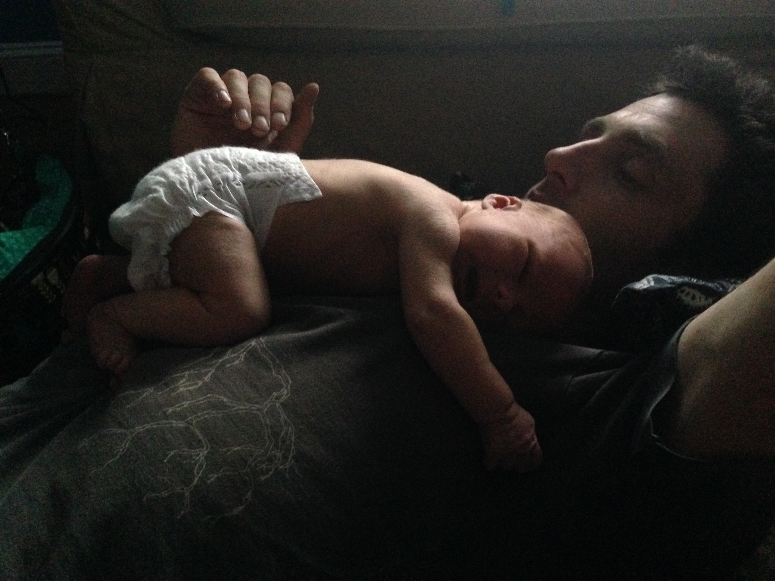 New human & new papa get to know each other.