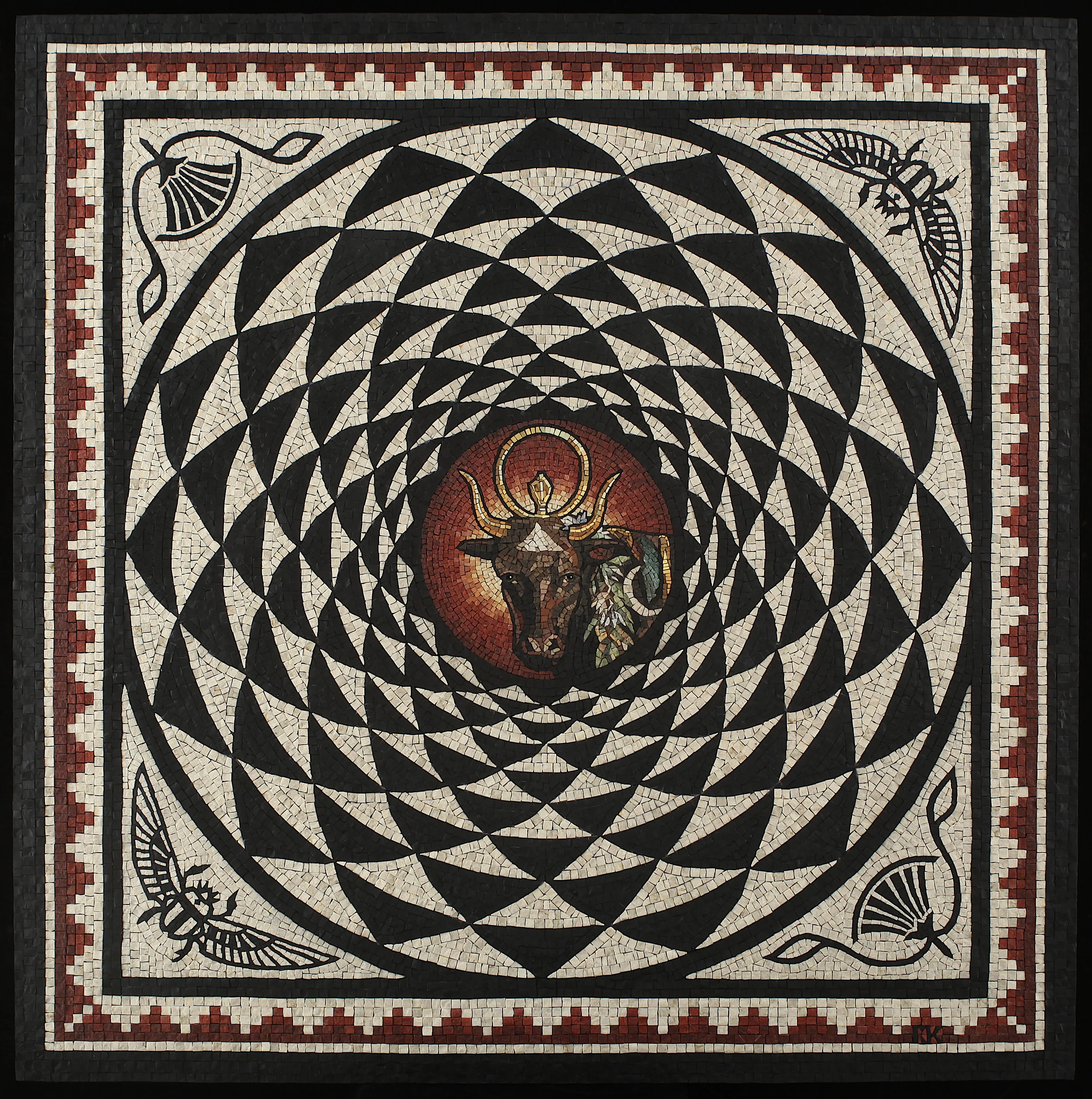 Apis Bull with Sacred 9 Shield of Triangles