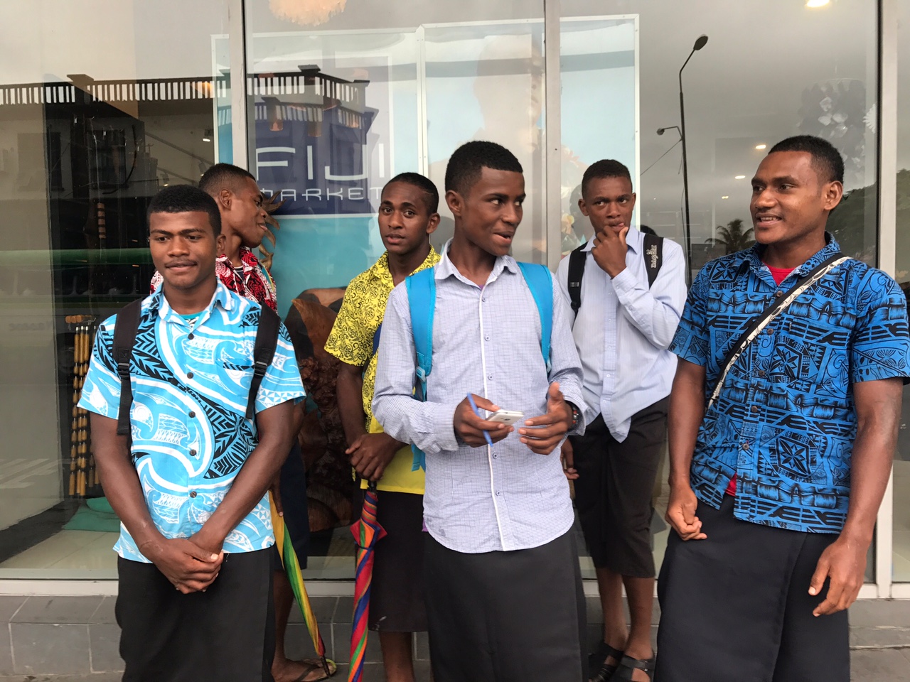 Young teenage boys after they helped us cross a busy street in Suva. 