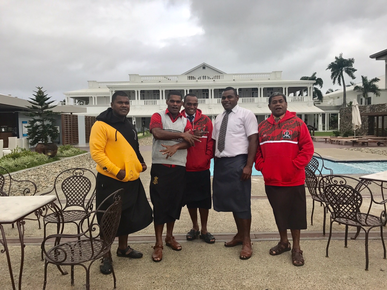 These Fijian military men were telling me how they wanted to join Uncle Sam. The skirts they are wearing are very typical in Fiji and are called sulus. 