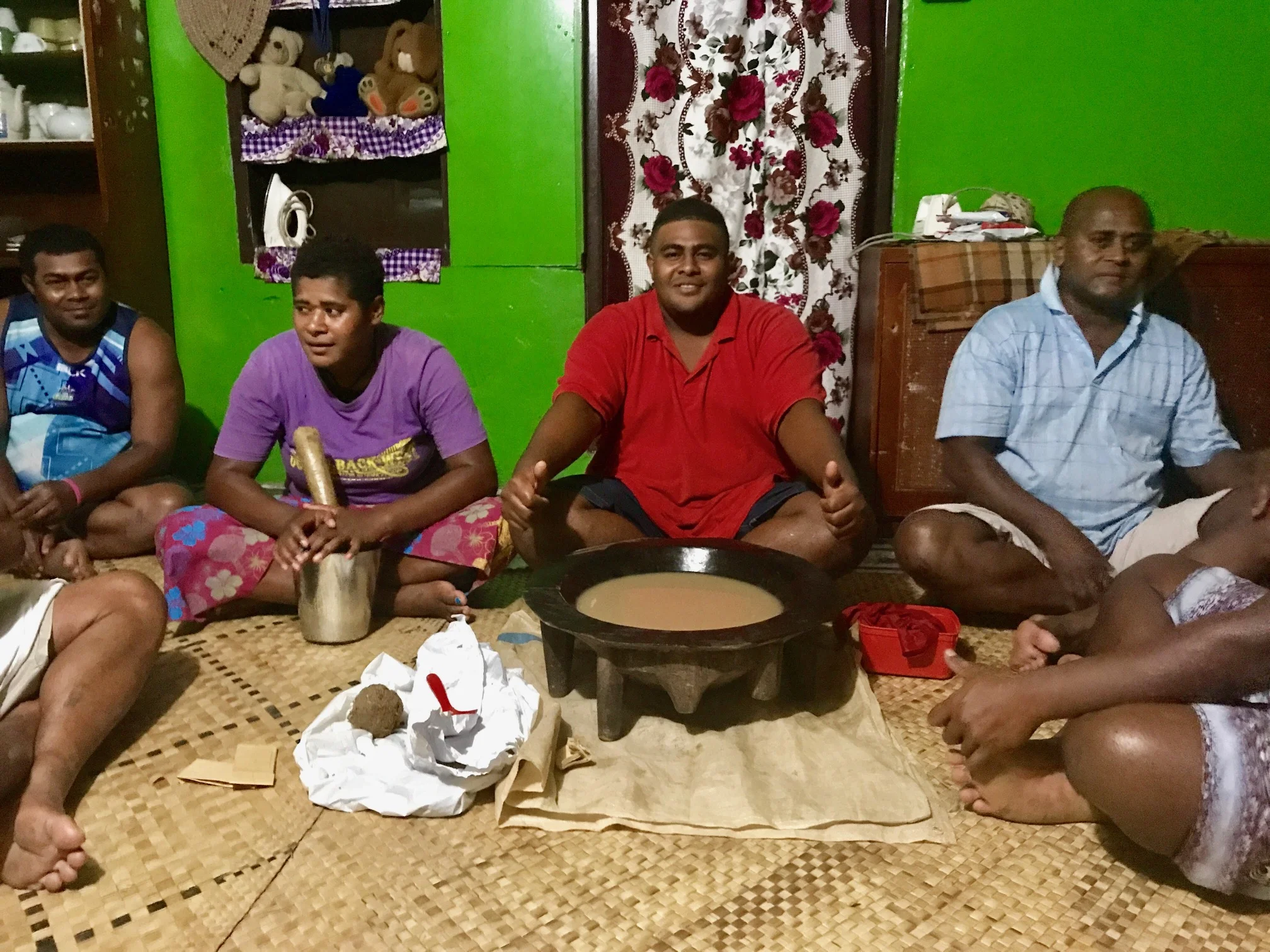 Kava ceremony in Votua Lalai with members of the village. 