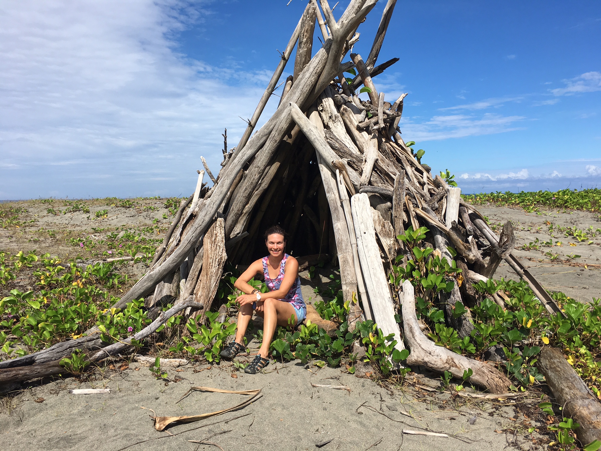 Driftwood teepee. You can write me at: Jessi Teich, 1 Driftwood Lane, Somewhere on the beach in the Fiji Islands... ;) 
