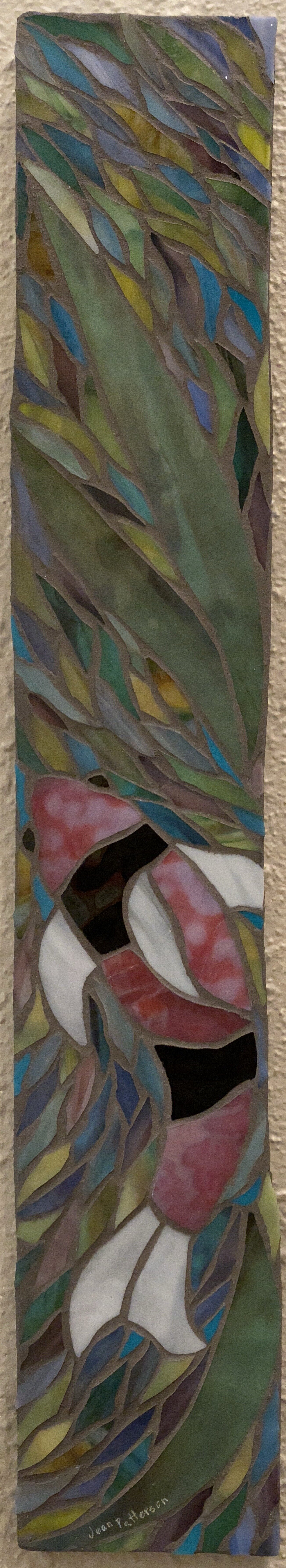 "Vertical Koi", glass mosaic,  3.5" x 22" , $175