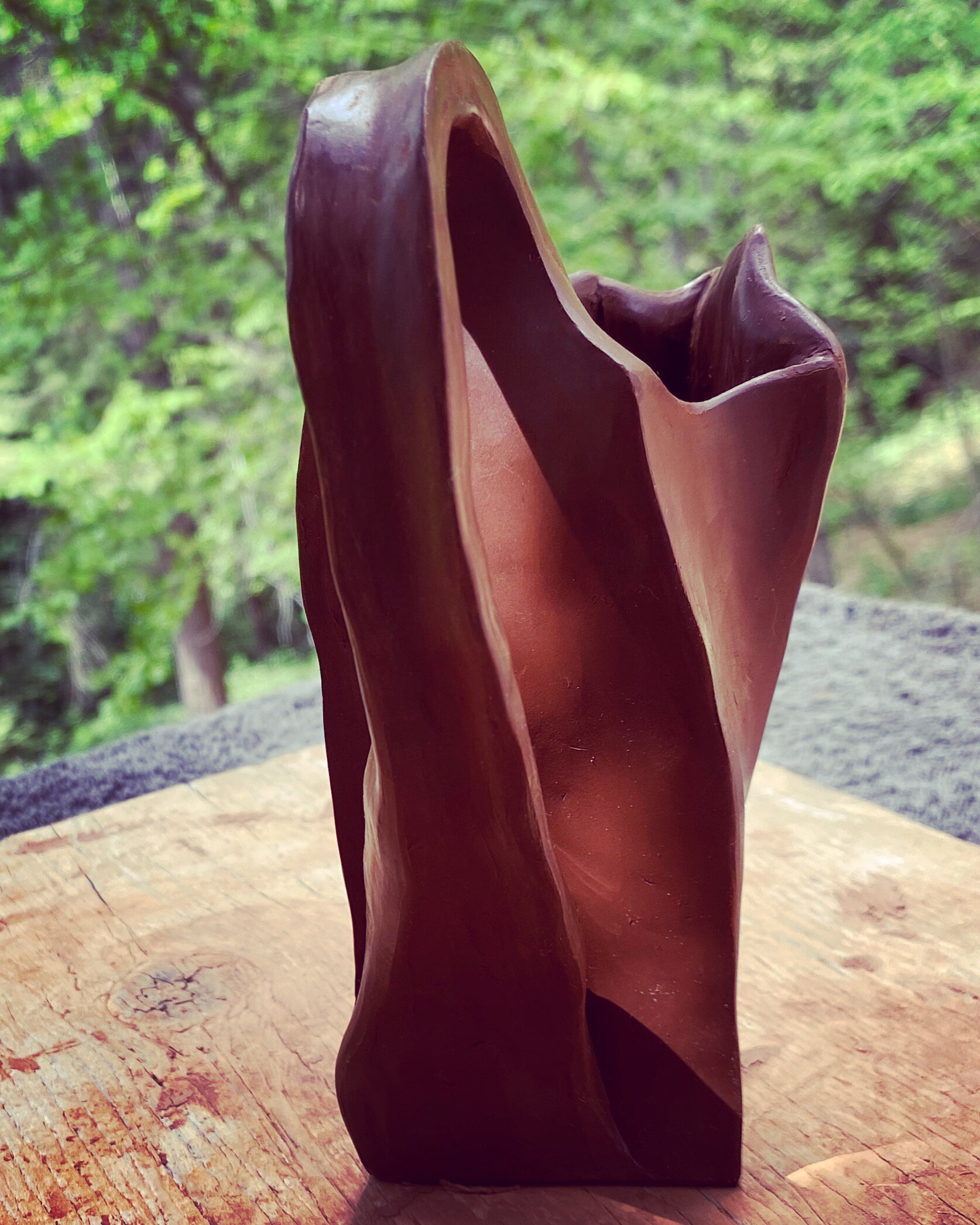 Pouring Vessel, red clay, 2020 work in progress