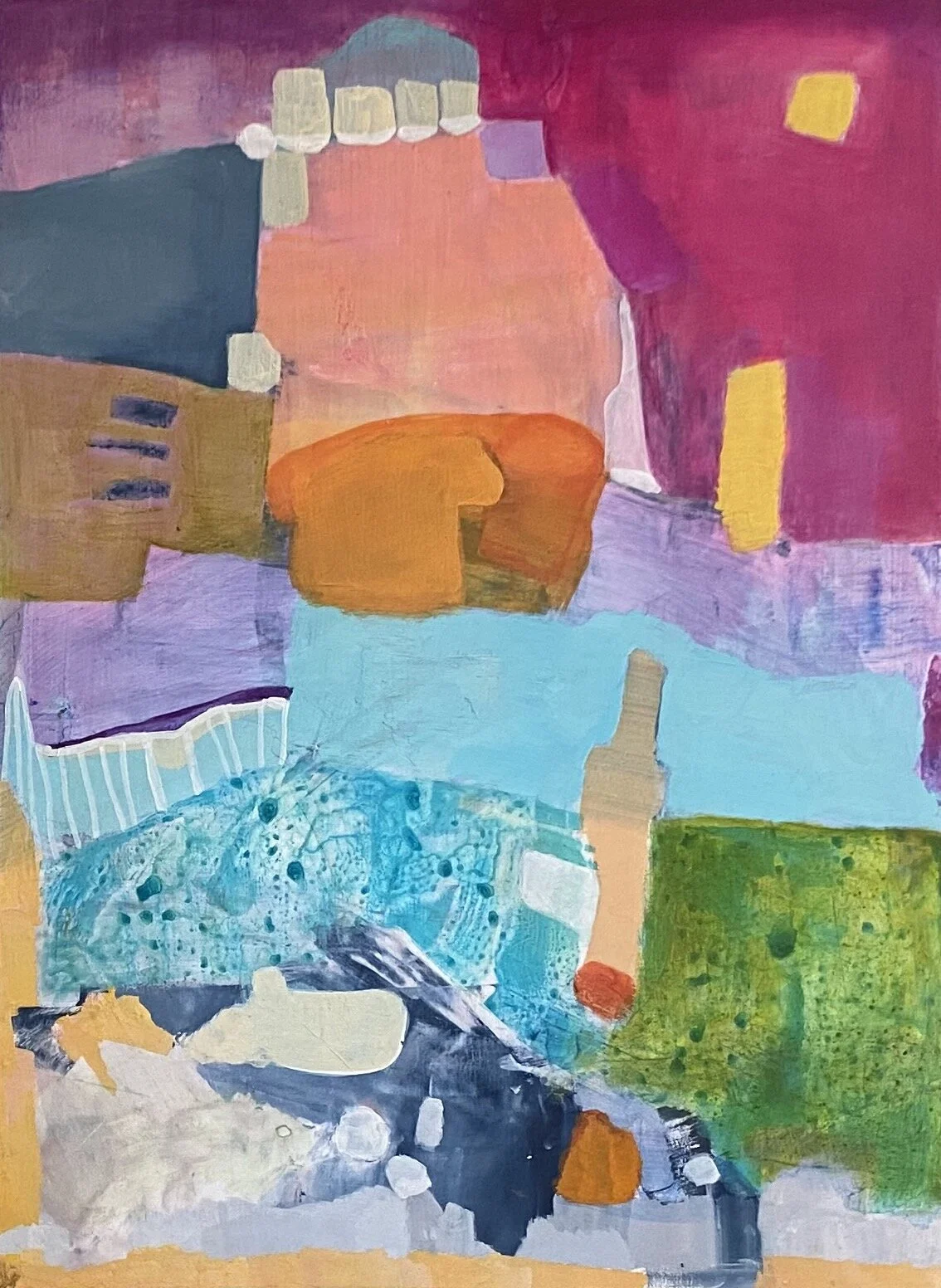 "Big Rock", acrylic on paper &amp; wood panel, 22 x 30", $500