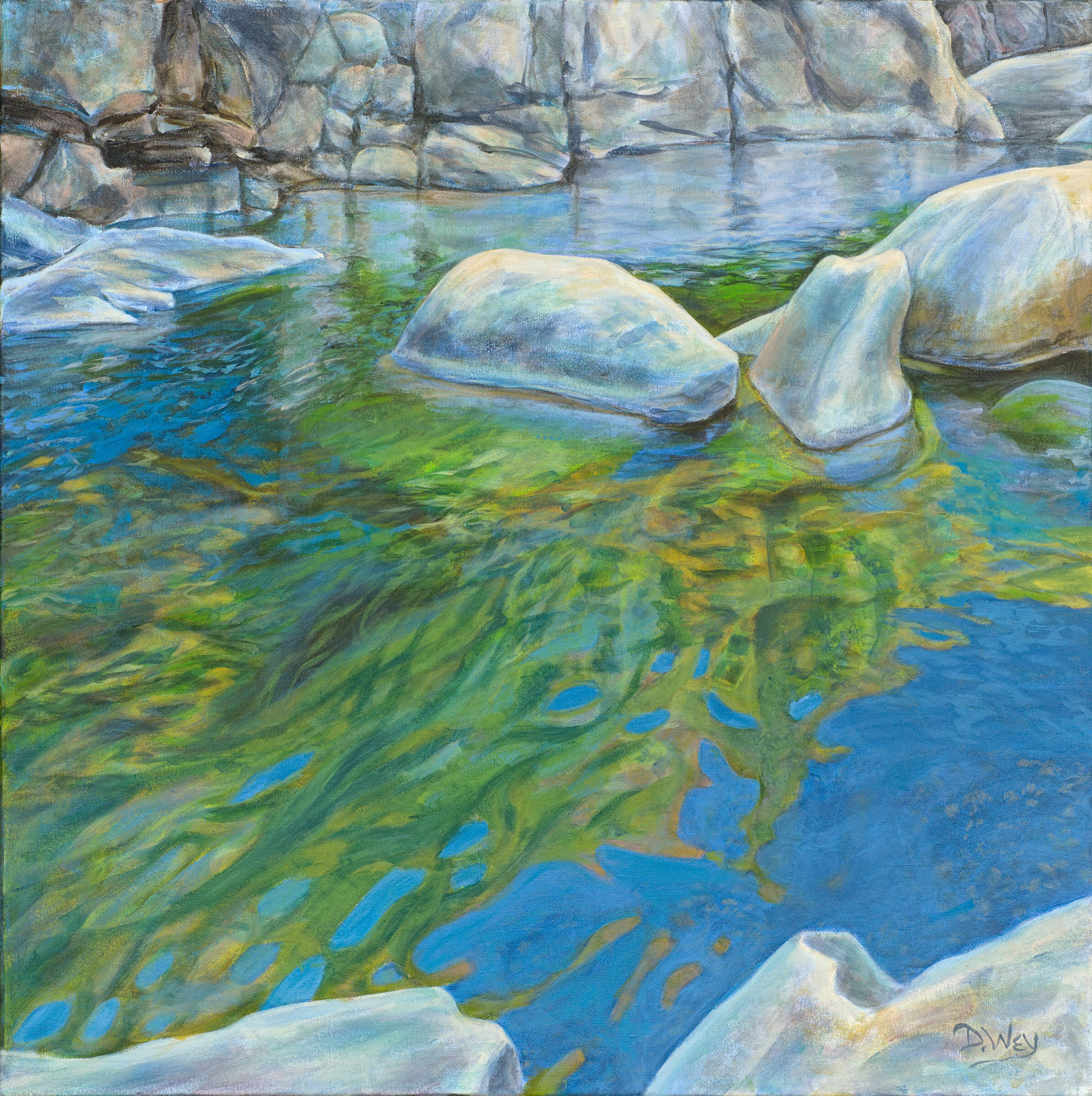 RIVER REFLECTIONS, Acrylic, 36” X 36” $2500