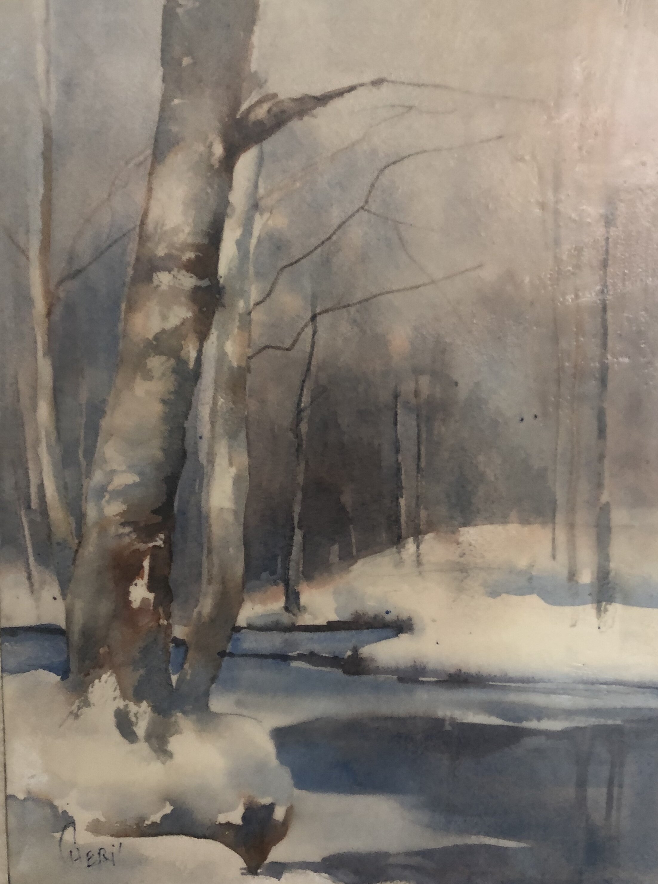  “Winter Scene” 9X12 Watercolor/ Encaustic you n Panel $170.00