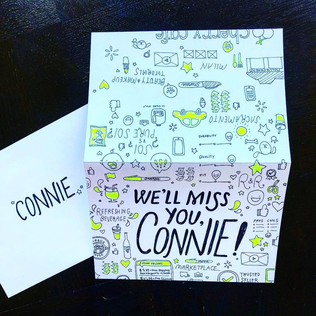 Partially finished hand drawn card for sending off a favorite coworker to new beginnings 🙏