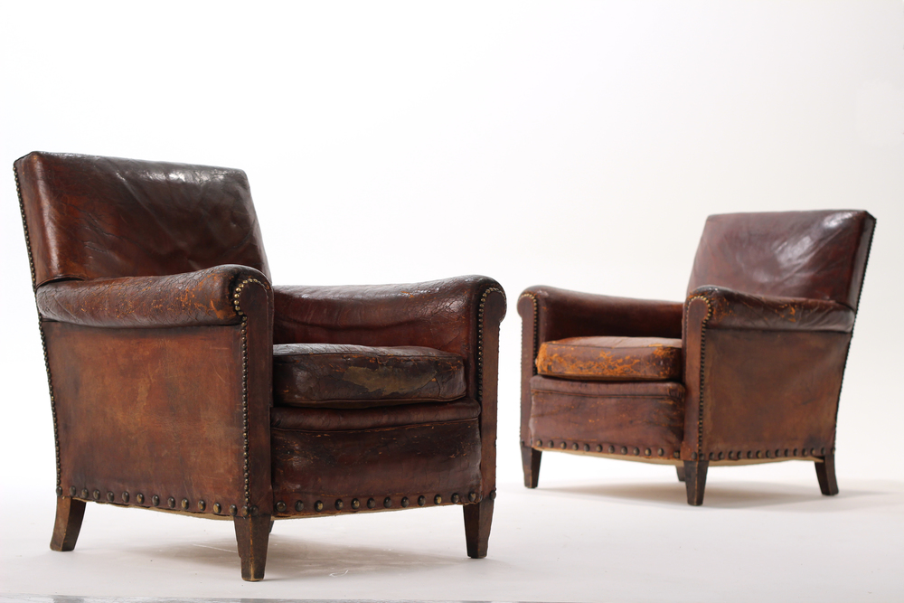 Sold Vintage Leather Club Chairs, Vintage Leather Club Chairs