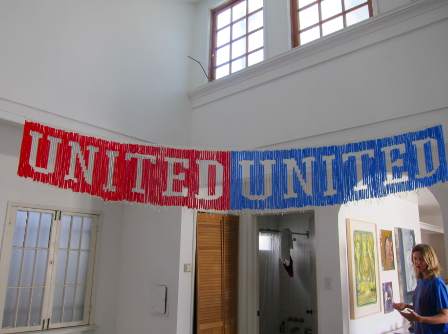 UNITEDunited, 2013, Plastic beads and nylon cord, 9' x 1'
