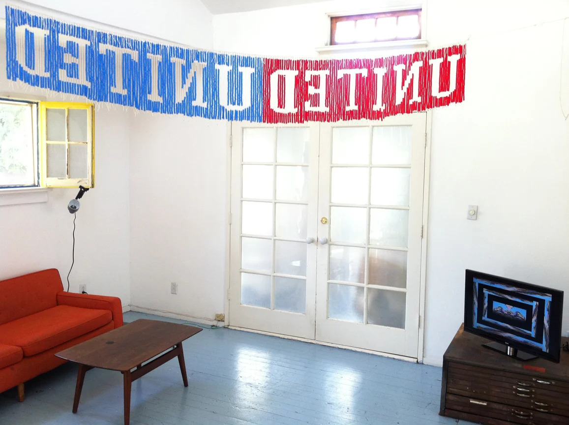 UNITEDunited, 2013, Plastic beads and nylon cord, 9' x 1' (Installation view)
