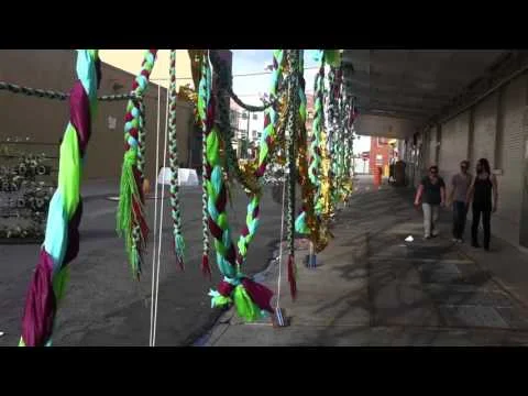 Mother Shipton's Cave (Petrifying Well), 2013, Plastic, mylar, yarn, mixed media, 125' x 10'