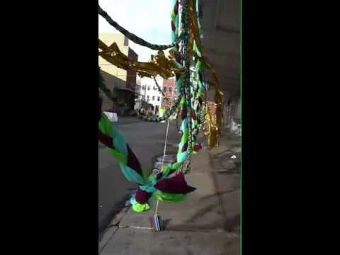 Mother Shipton's Cave (Petrifying Well), 2013, Plastic, mylar, yarn, mixed media, 125' x 10'