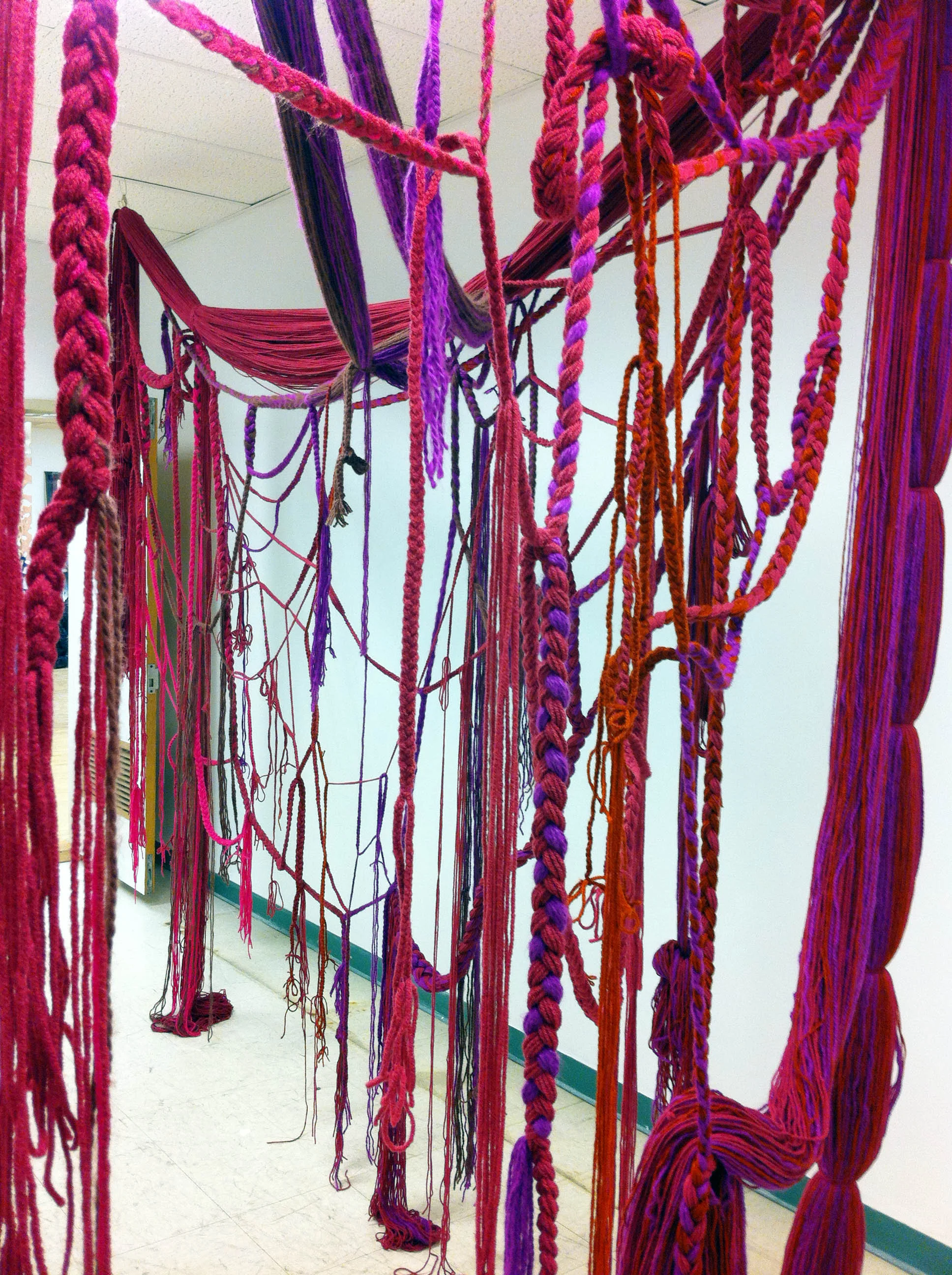 Magenta Bridges, 2011, Acrylic yarn, 5' x 8' (Detail)