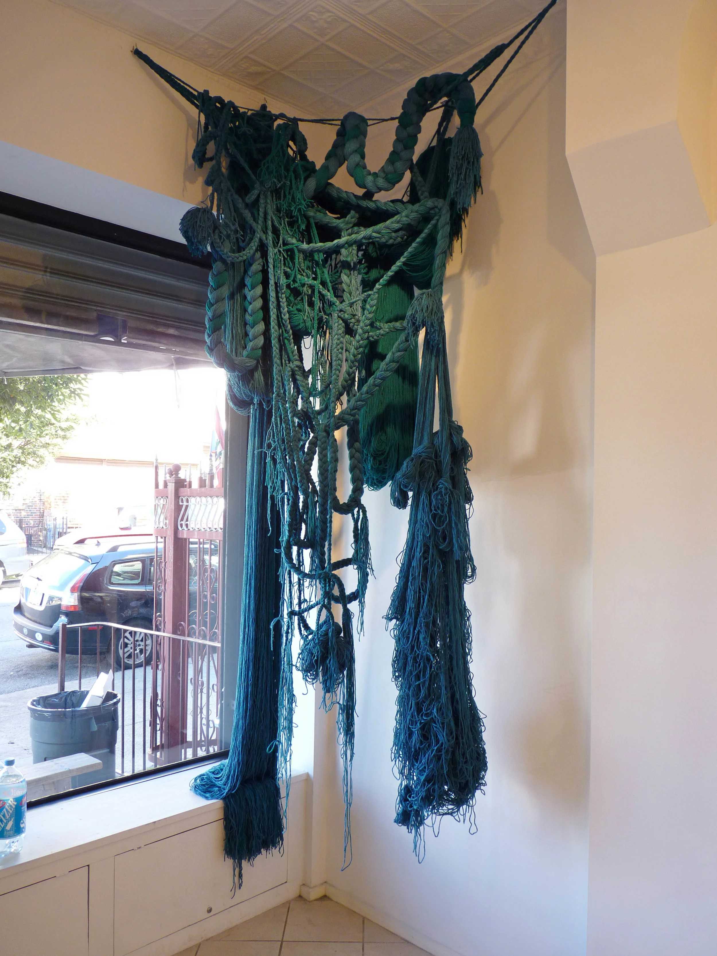 The Falls, 2010, Acrylic yarn, ​5' x 3' x 9' (Installation)