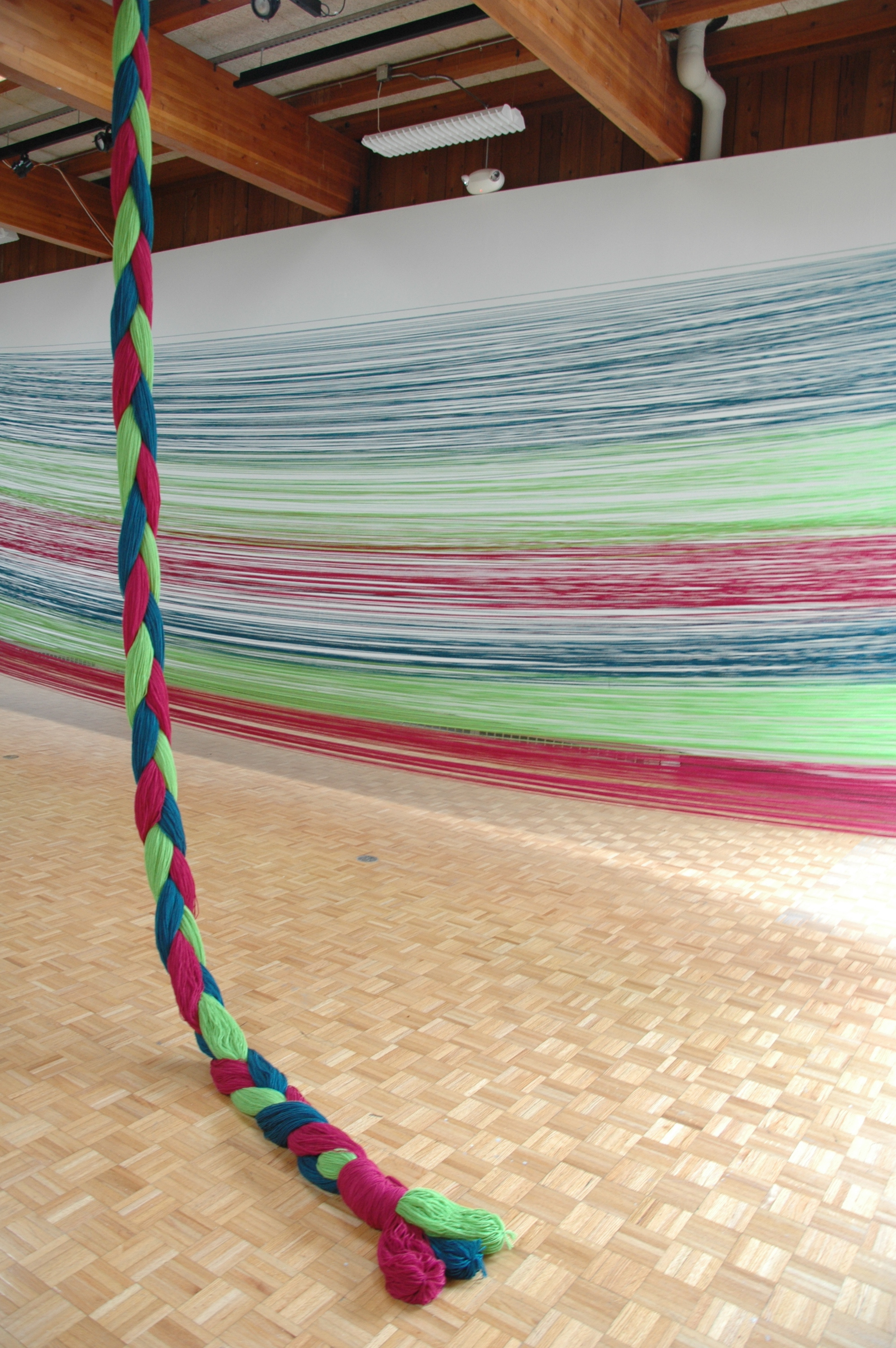 A Work in Progress: TRIM (Installation at Usdan Gallery, Bennington College), 2010, Acrylic yarn, 14' x 40' x 80' (Detail)