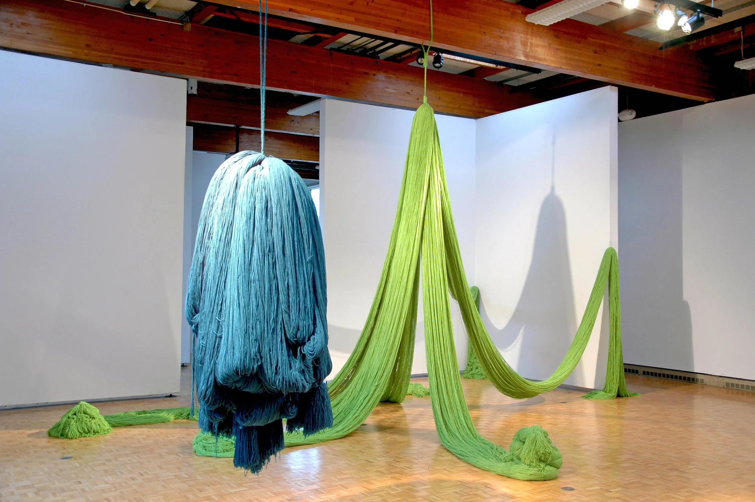 A Work in Progress: TRIM (Installation at Usdan Gallery, Bennington College), 2010, Acrylic yarn 14' x 40' x 80' (Installation detail)