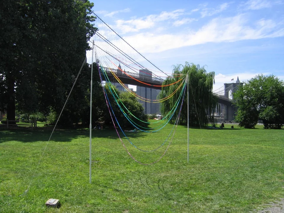 River Abacus, 2004, Fiberglass, nylon, plastic beads and cement, 16 x 20' (Installation)