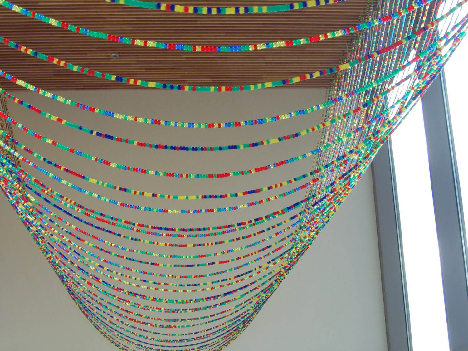 Gene Pairs ... With Ellipses, 2003, Plastic pony beads and nylon string, 35 x 25' (Detail)