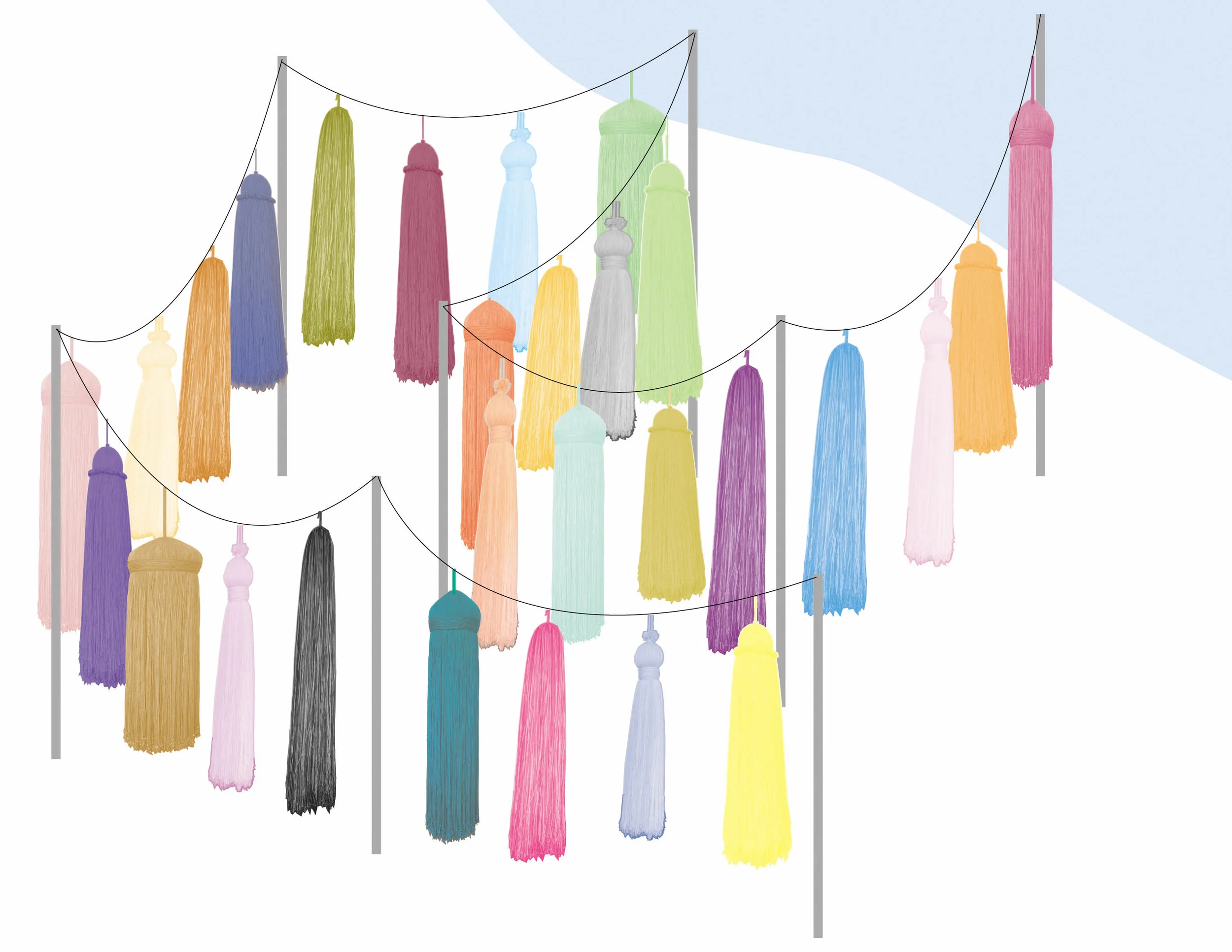 Untitled (Tassels Drawing), 2005, Digital drawing ink jet on paper, 9 x 12"